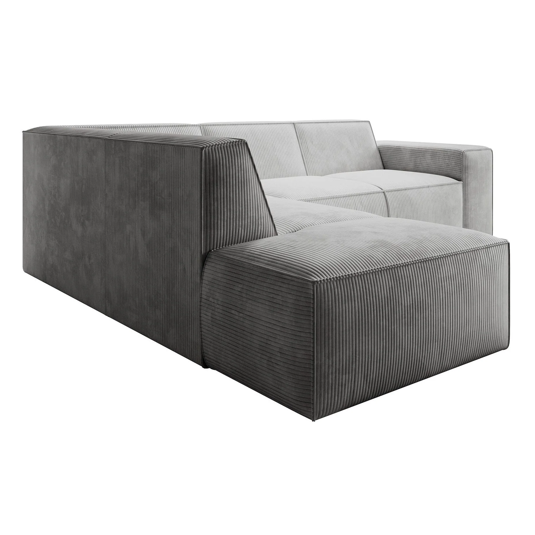 Monet - Hoekbank 4-zits met chaise longue - Ribstof grijs - Links - Image 5