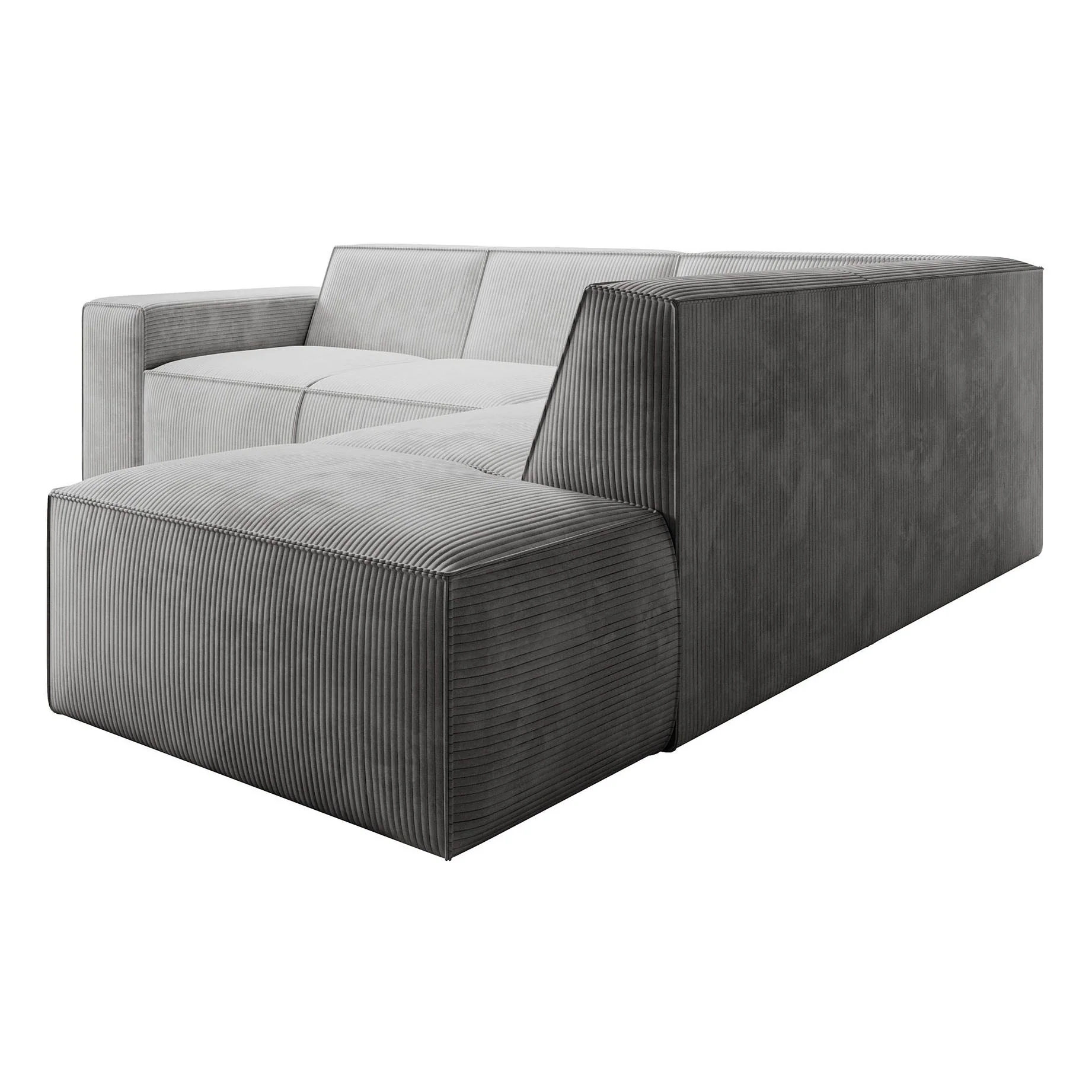 Monet - Hoekbank 4-zits met chaise longue - Ribstof grijs - Rechts - Image 5