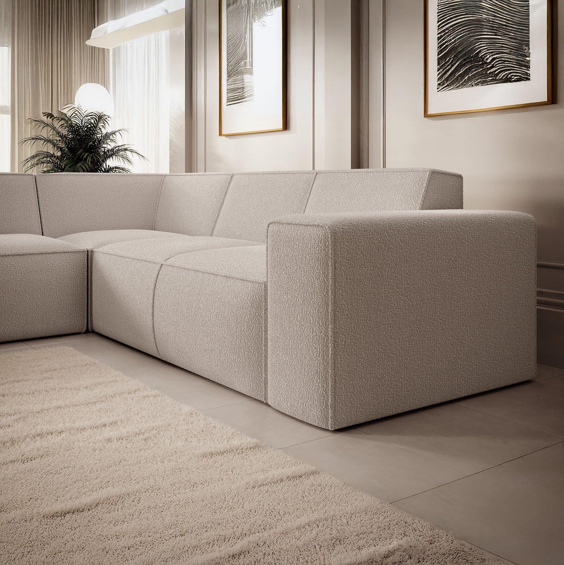 Monet - Hoekbank 4-zits met chaise longue - Teddystof beige - Links - Image 3