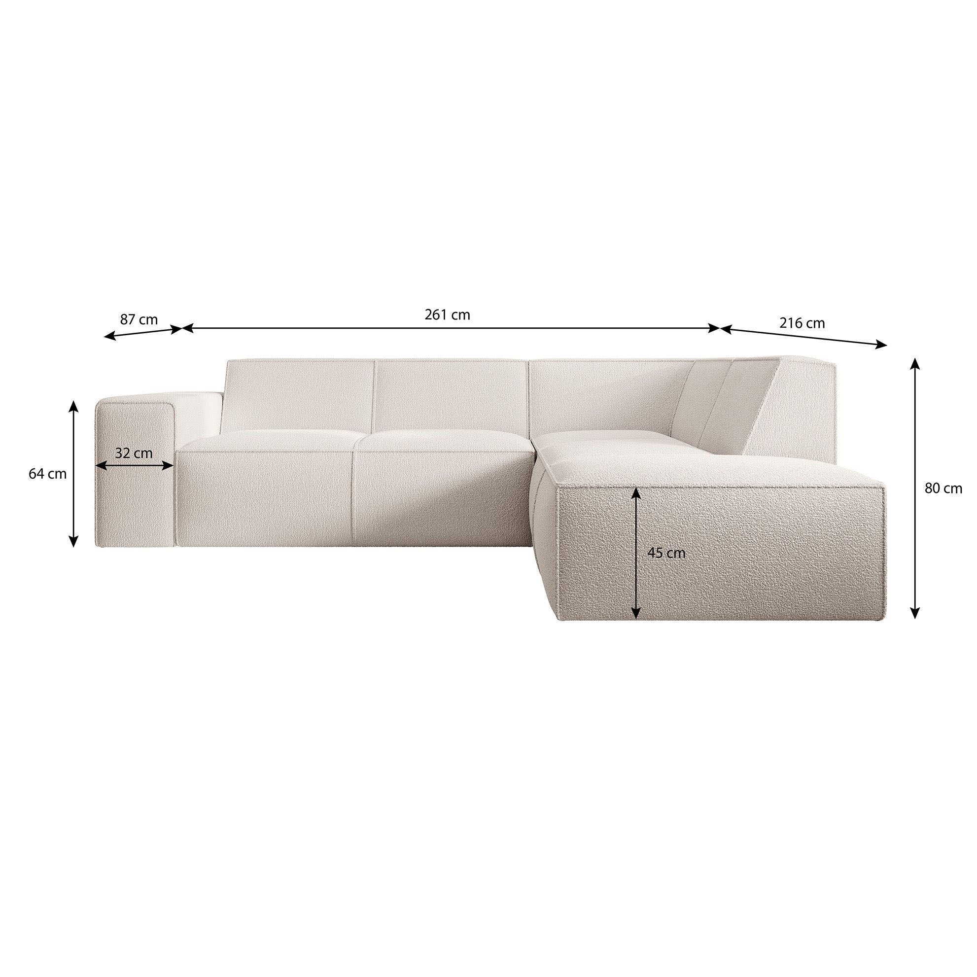Monet - Hoekbank 4-zits met chaise longue - Teddystof beige - Rechts - Image 5