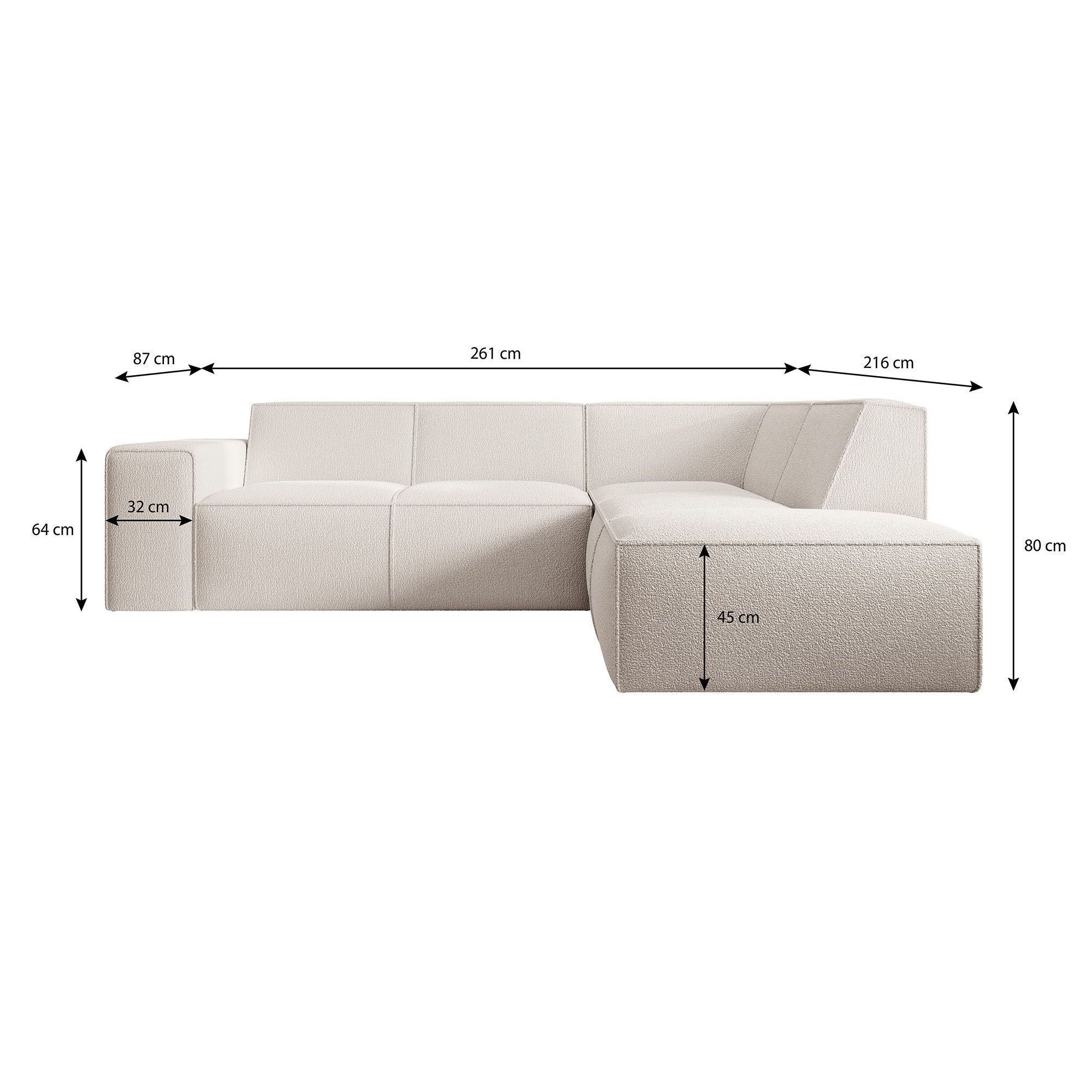 Monet - Hoekbank 4-zits met chaise longue - Teddystof grijs - Rechts - Image 5