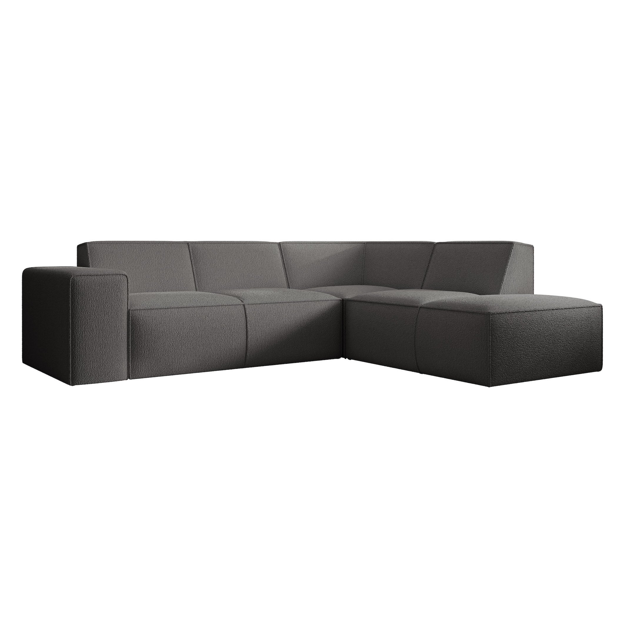 Monet - Hoekbank 4-zits met chaise longue - Teddystof grijs - Rechts - Image 6