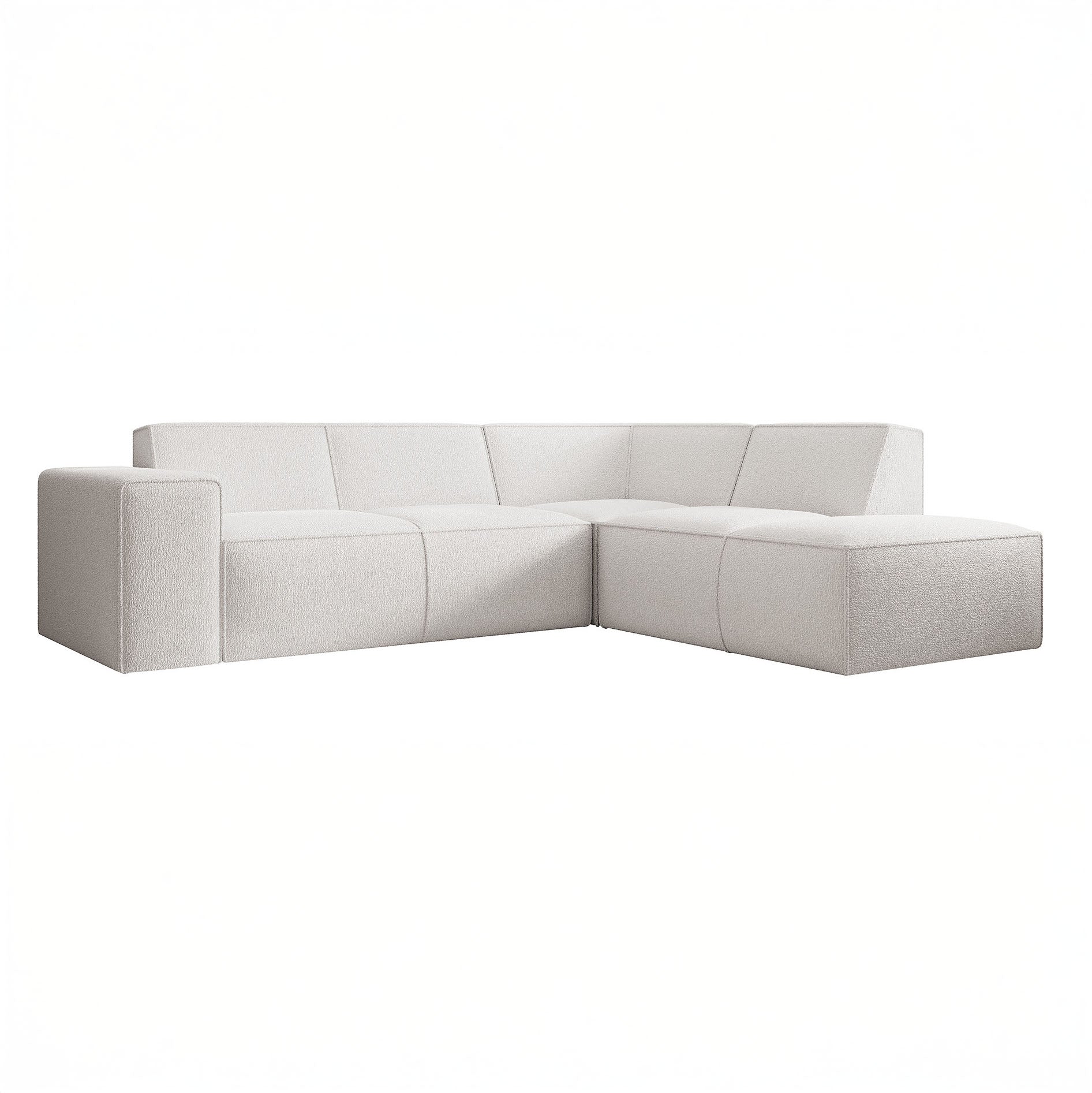 Monet - Hoekbank 4-zits met chaise longue - Teddystof wit - Rechts - Image 6