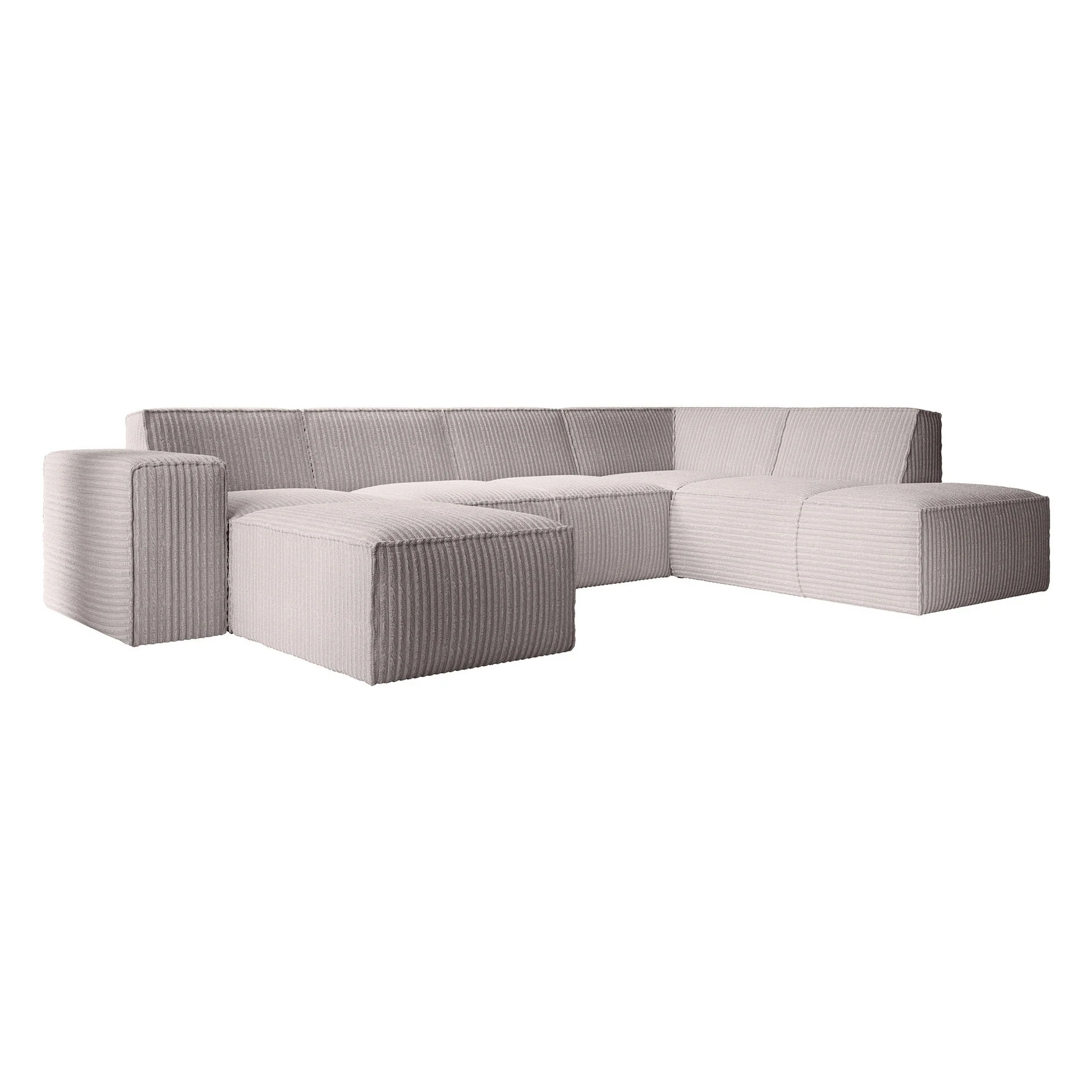 Monet XL - Hoekbank 5-zits met chaise longue - Fluffy ribstof beige - Links - Image 6