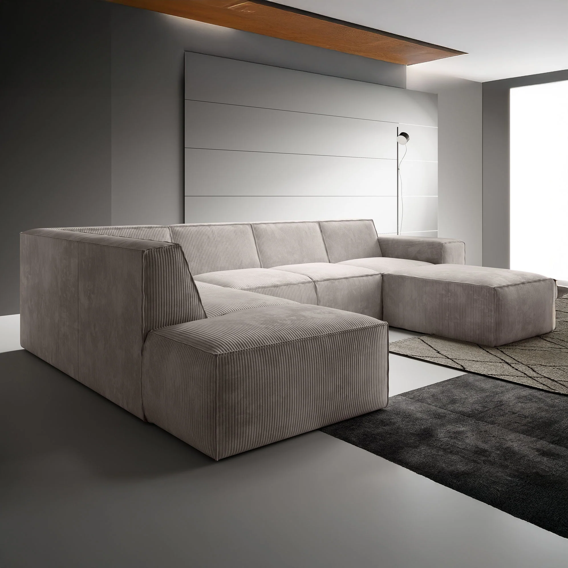 Monet XL - Hoekbank 5-zits met chaise longue - Ribstof beige - Rechts - Image 2