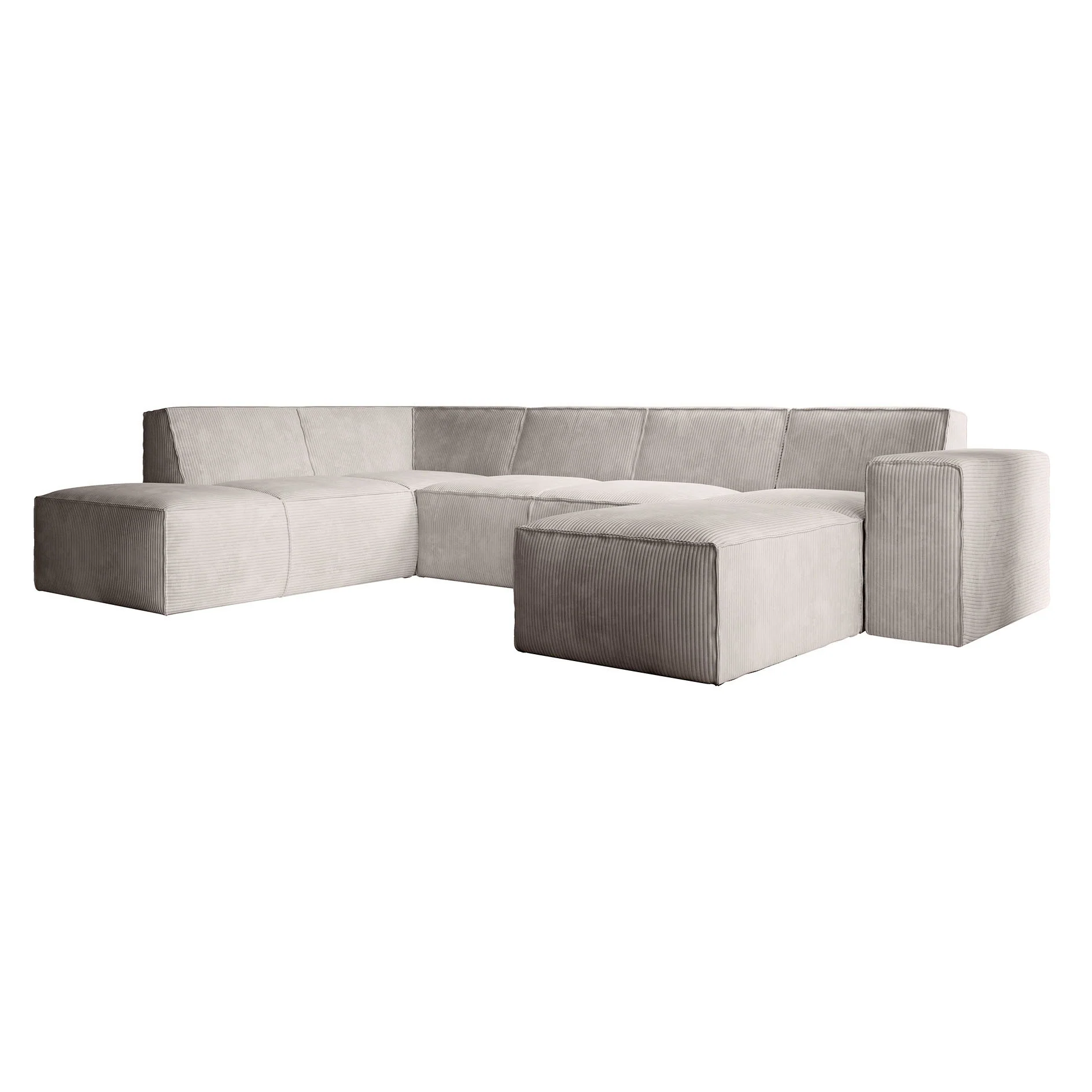 Monet XL - Hoekbank 5-zits met chaise longue - Ribstof beige - Rechts - Image 7