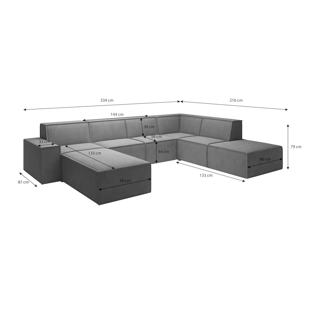 Monet XL - Hoekbank 5-zits met chaise longue - Ribstof grijs - Links - Image 4