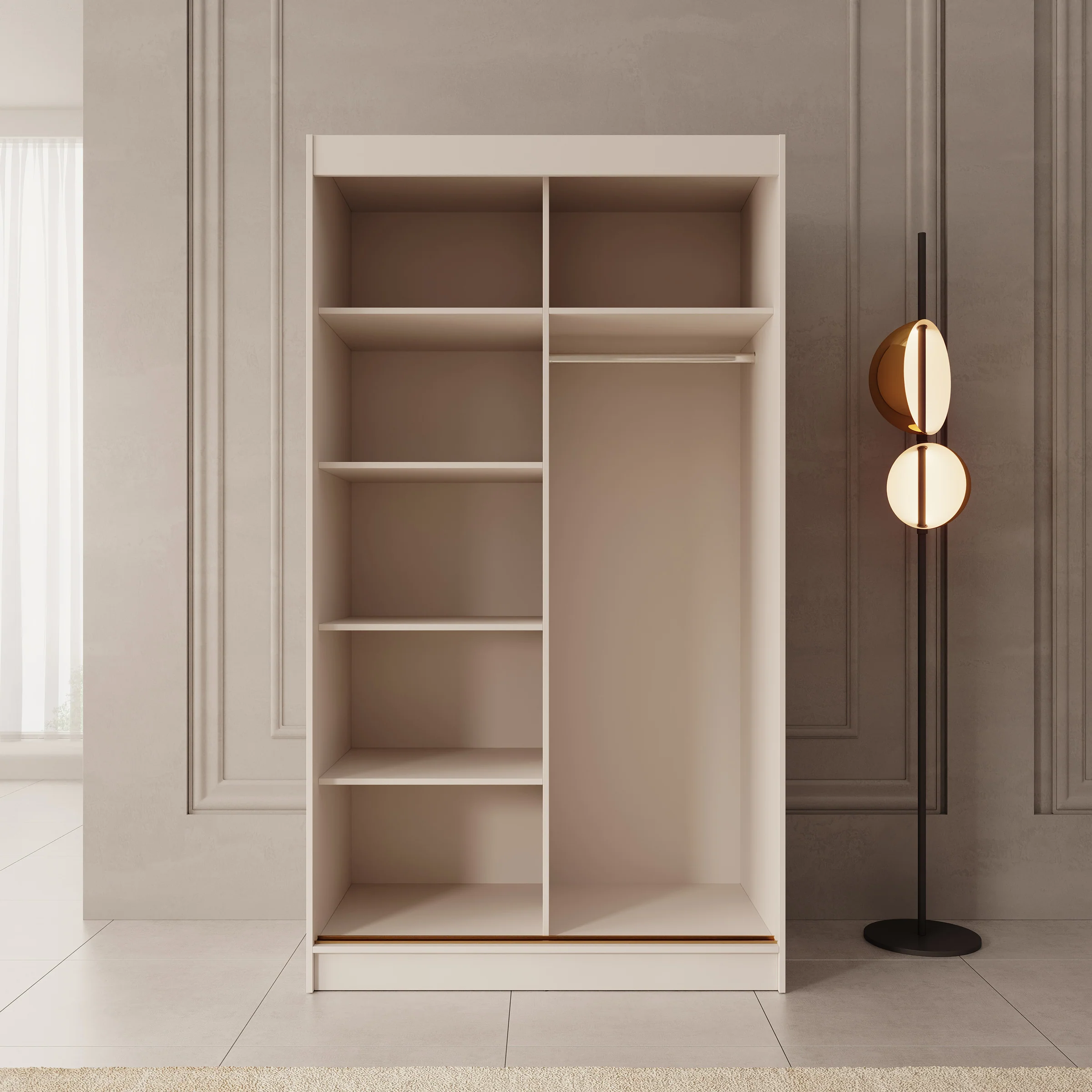 Moniq - Kledingkast met 2 schuifdeuren - Beige - 120x65x215 - Image 2