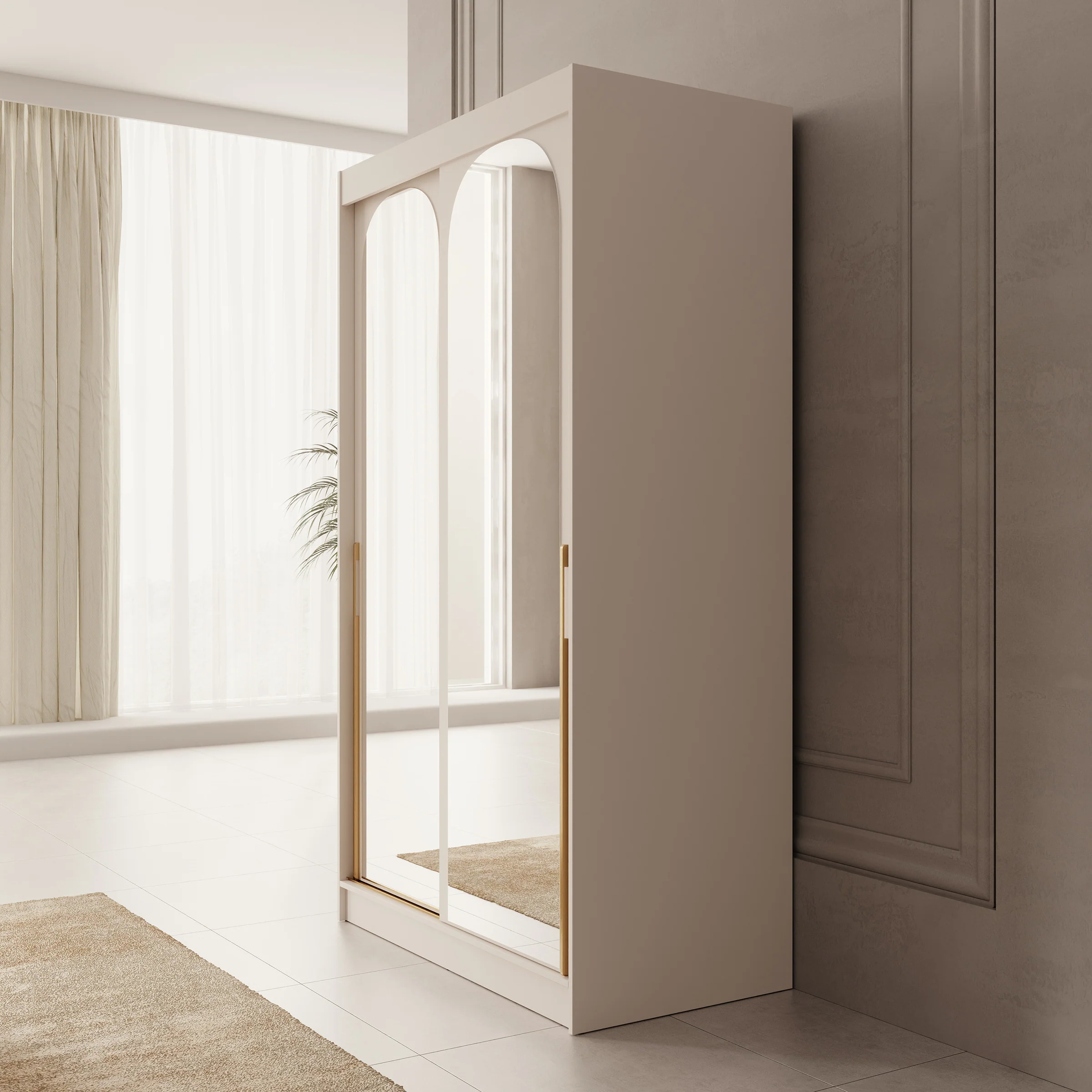 Moniq - Kledingkast met 2 schuifdeuren - Beige - 120x65x215 - Image 4