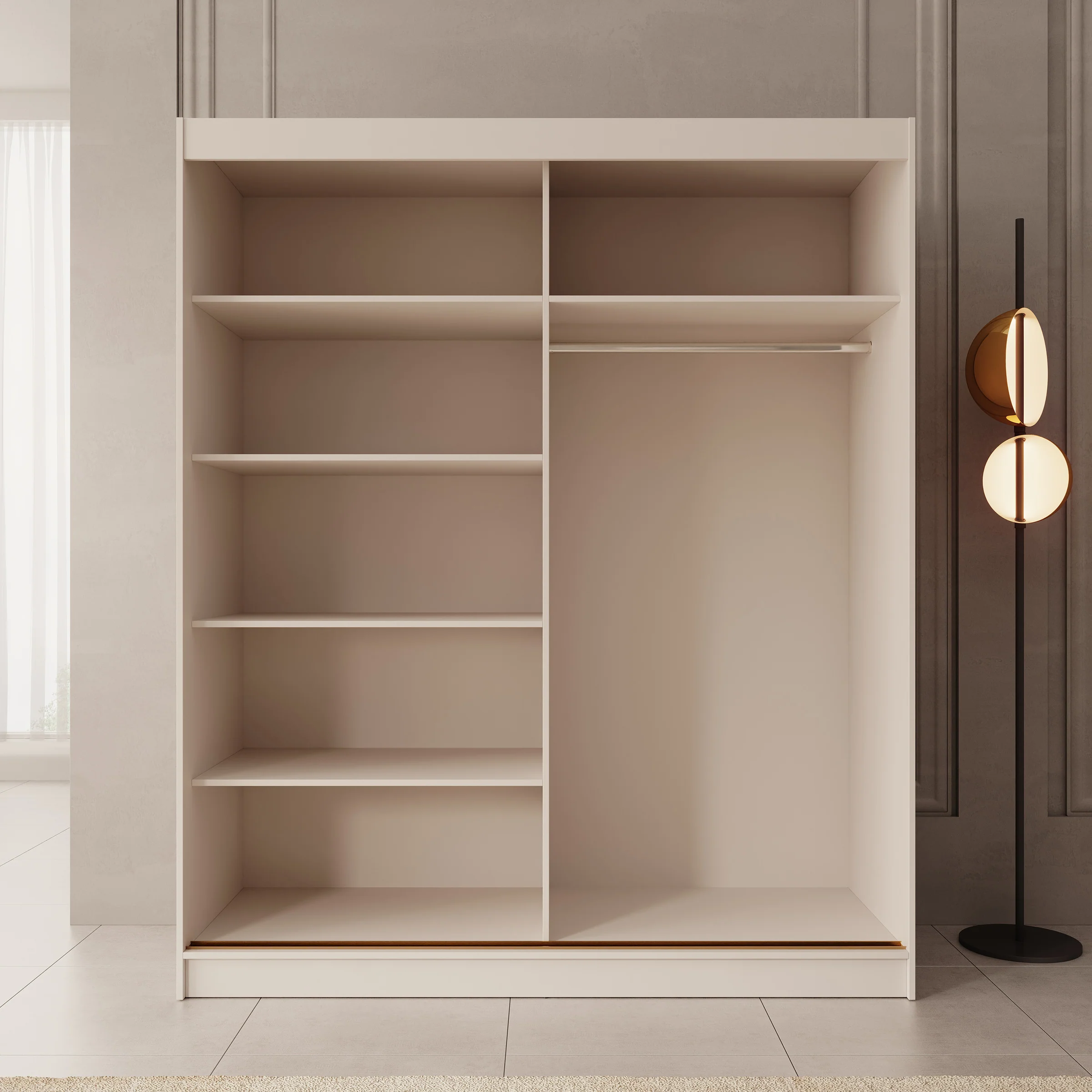 Moniq - Kledingkast met 2 schuifdeuren - Beige - 180x65x215 - Image 2
