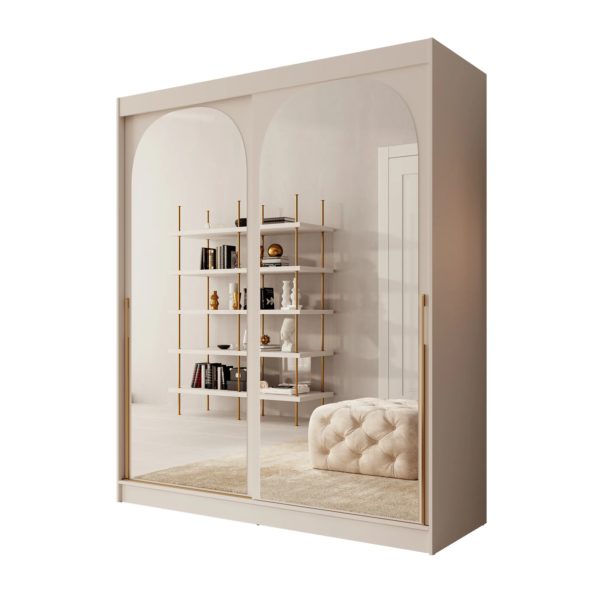 Moniq - Kledingkast met 2 schuifdeuren - Beige - 180x65x215 - Image 6