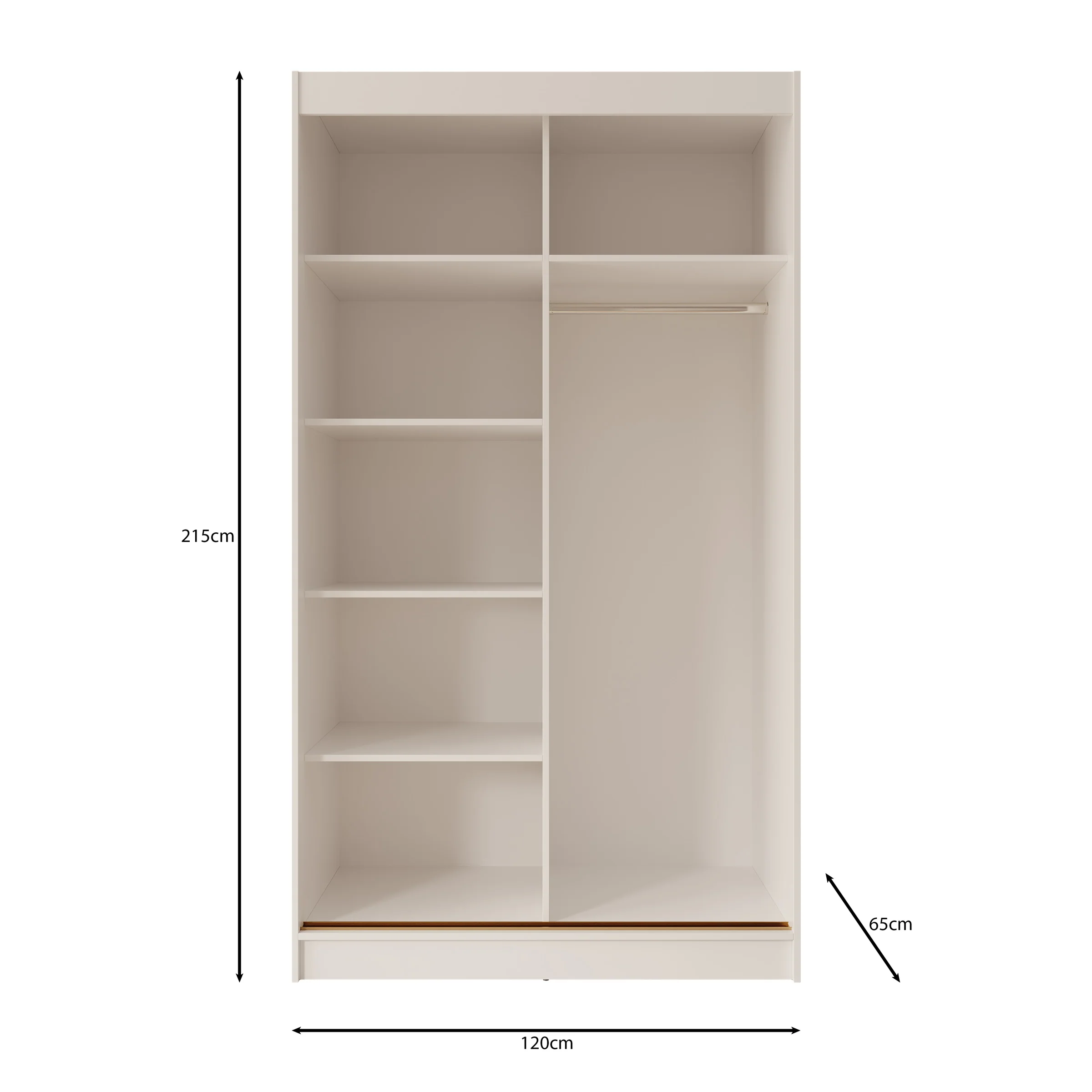 Moniq - Kledingkast met 2 schuifdeuren - Zwart - 120x65x215 - Image 5