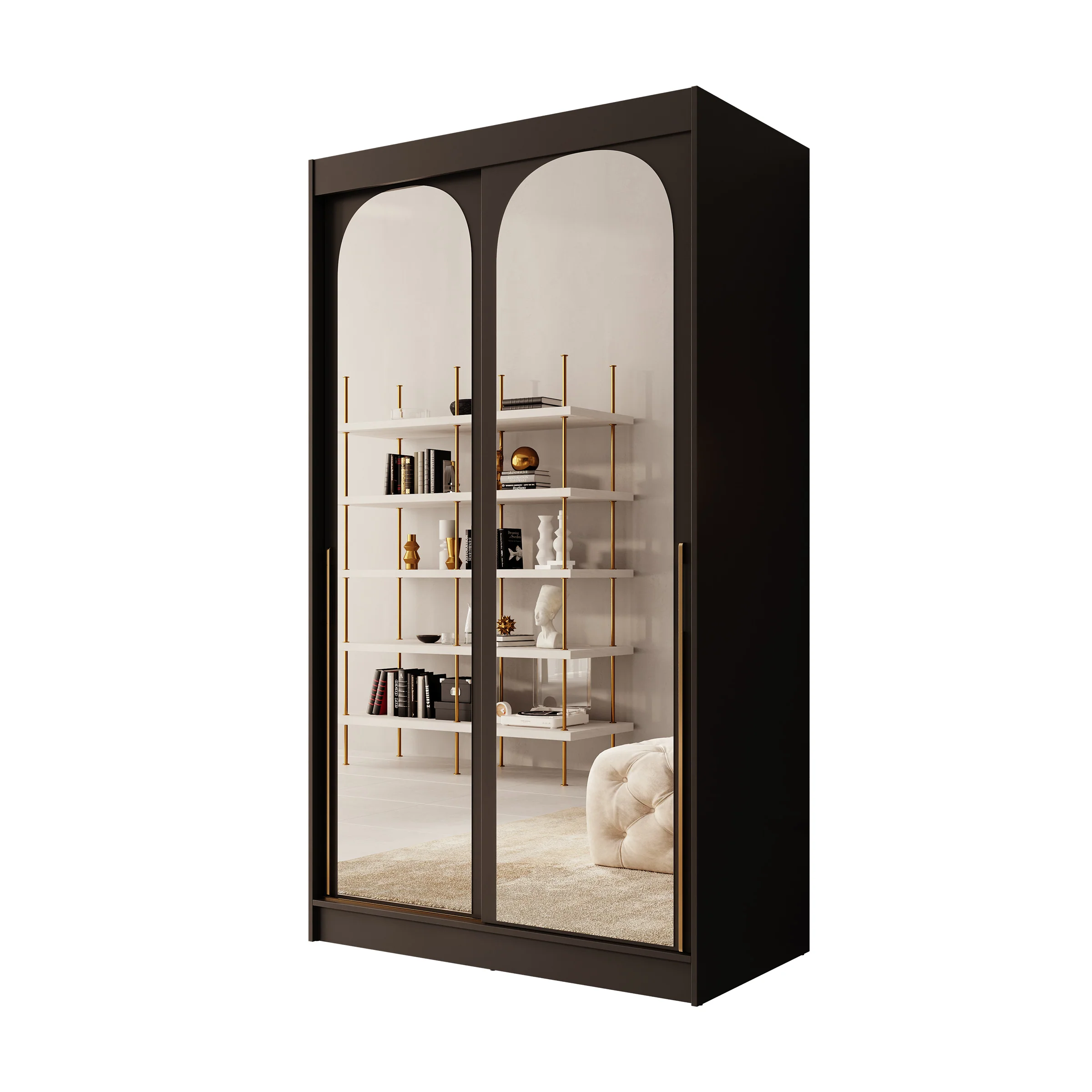 Moniq - Kledingkast met 2 schuifdeuren - Zwart - 120x65x215 - Image 6