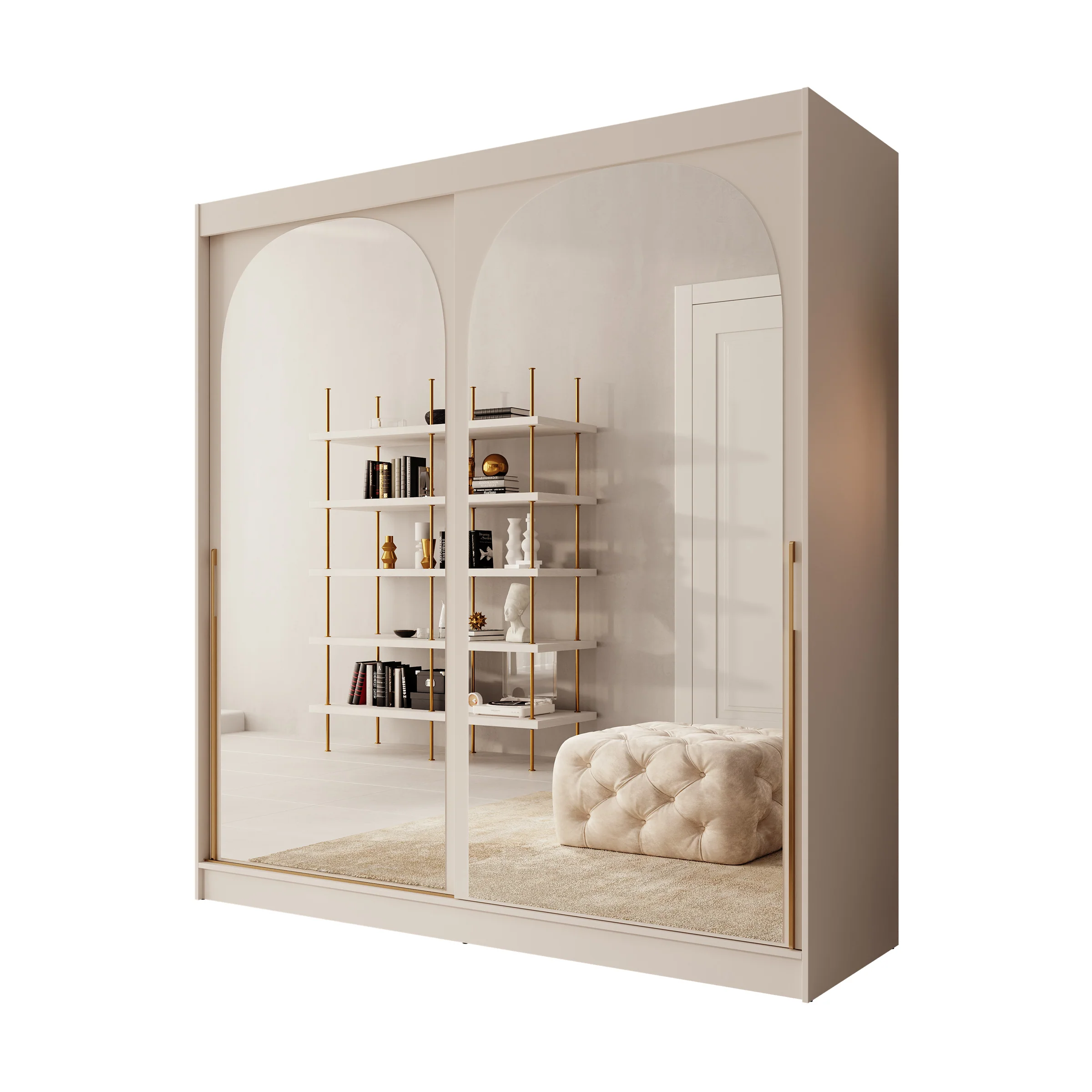 Moniq - Kledingkast met schuifdeuren - Beige - 200x65x215 cm - Image 6