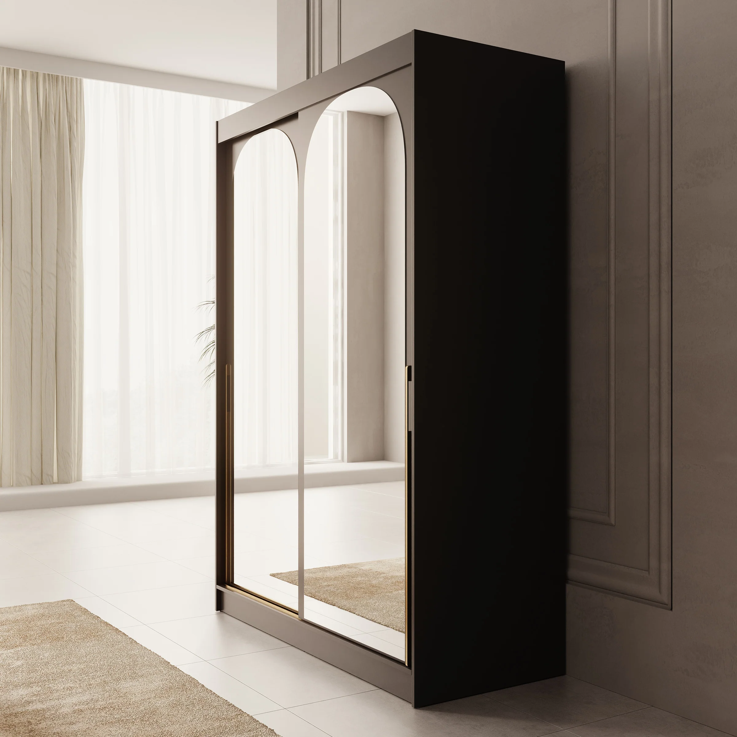 Moniq - Kledingkast met schuifdeuren - Zwart - 150x65x215 cm - Image 4
