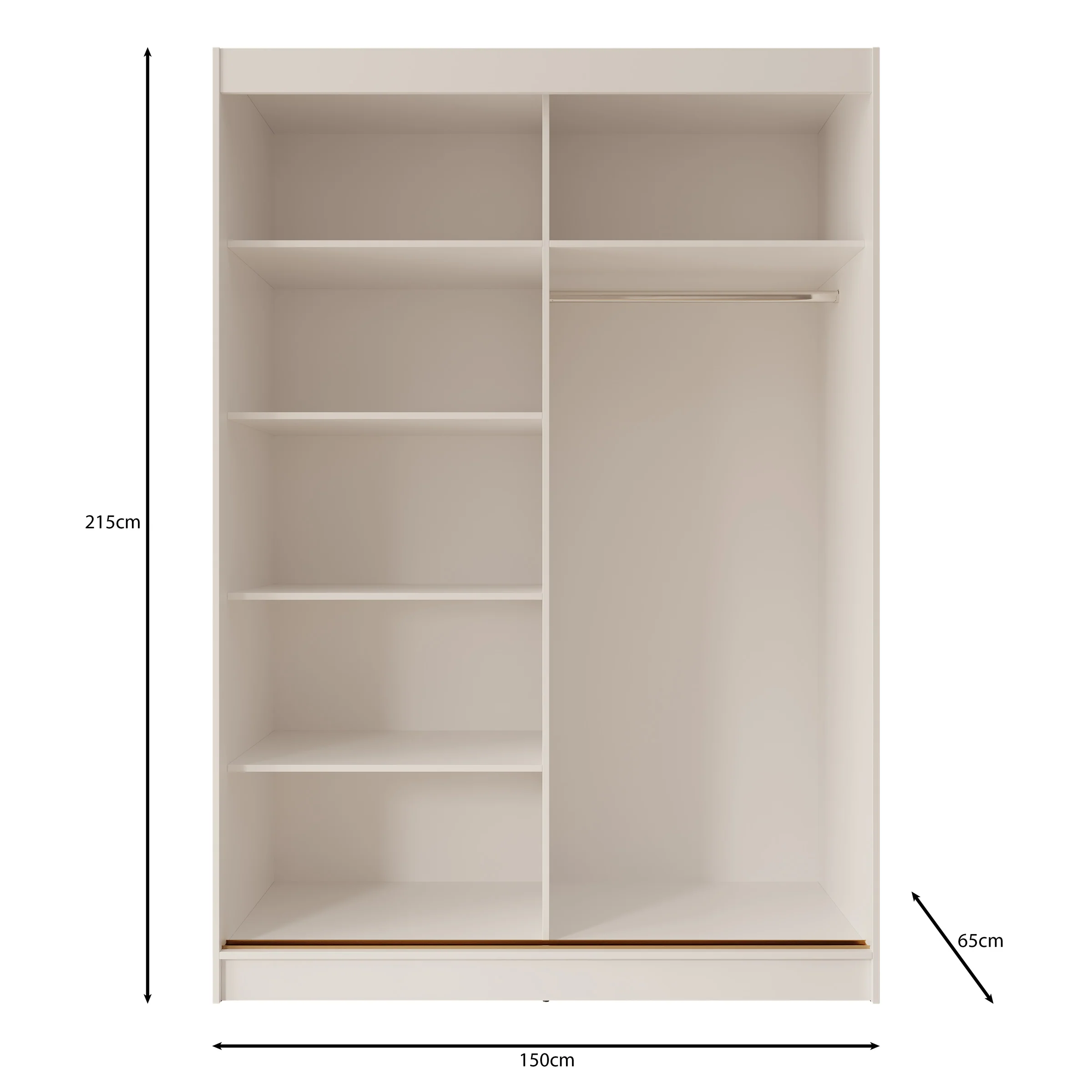 Moniq - Kledingkast met schuifdeuren - Zwart - 150x65x215 cm - Image 5