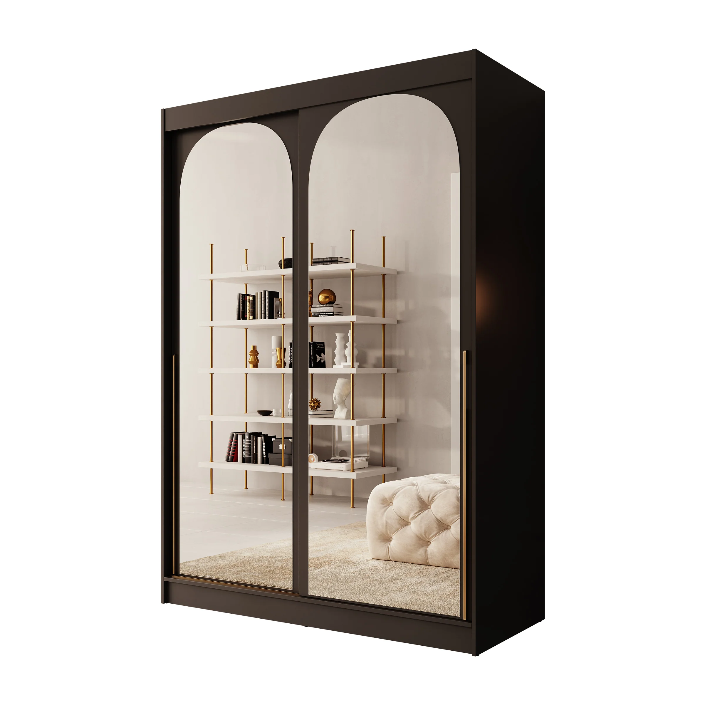 Moniq - Kledingkast met schuifdeuren - Zwart - 150x65x215 cm - Image 6
