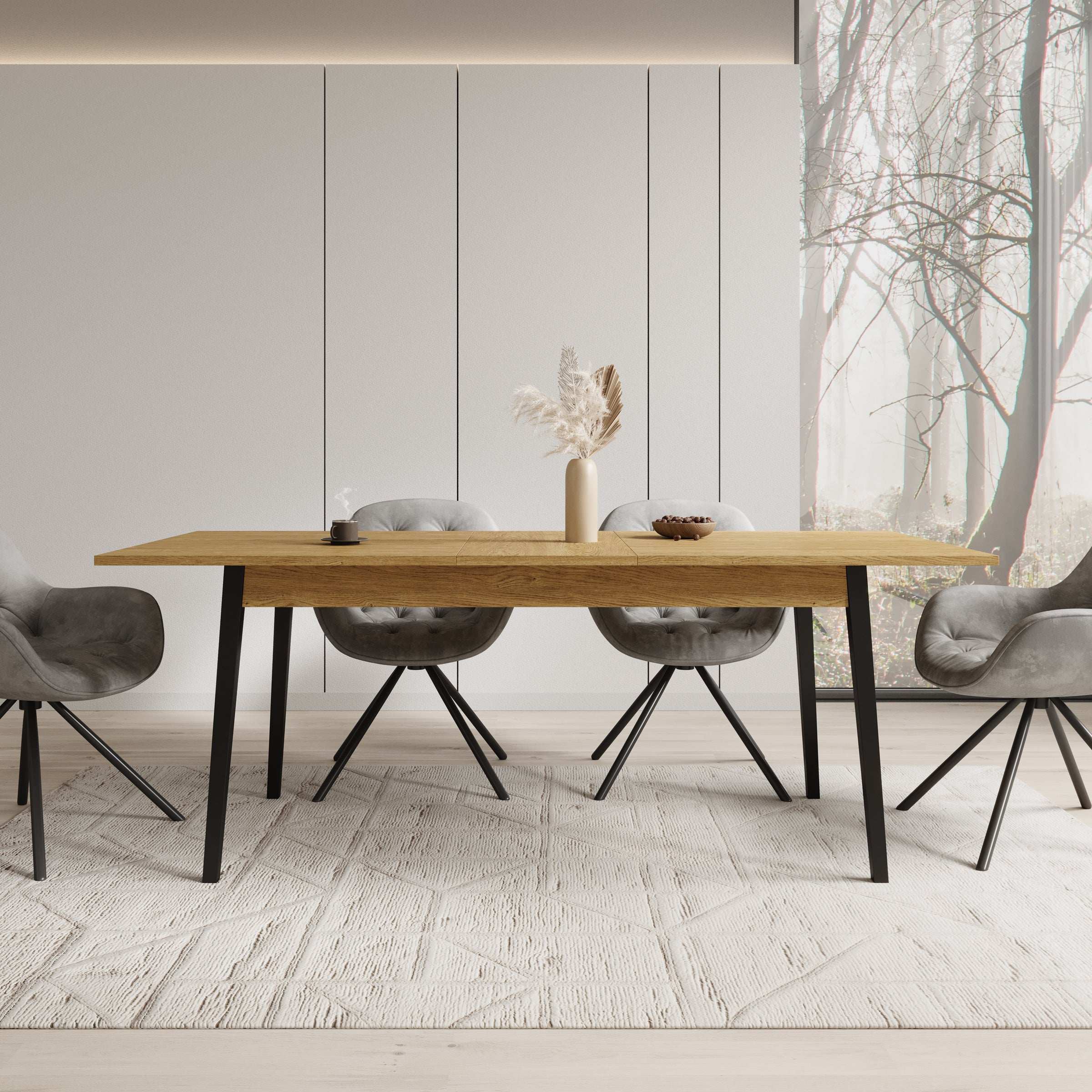 Monor - Eetkamertafel - Eiken - 200x90x76 cm - Image 2