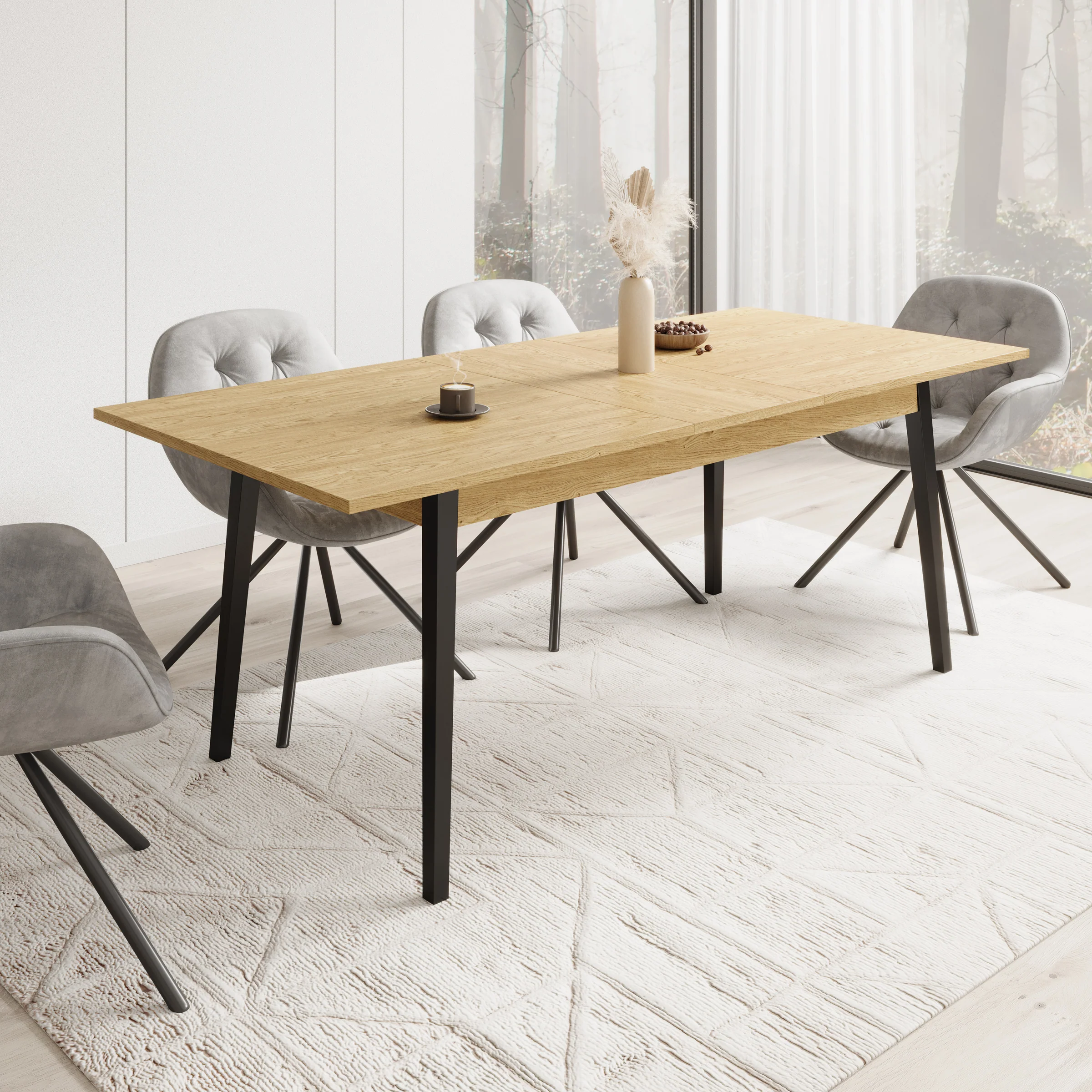 Monor - Eetkamertafel - Eiken - 200x90x76 cm - Image 3
