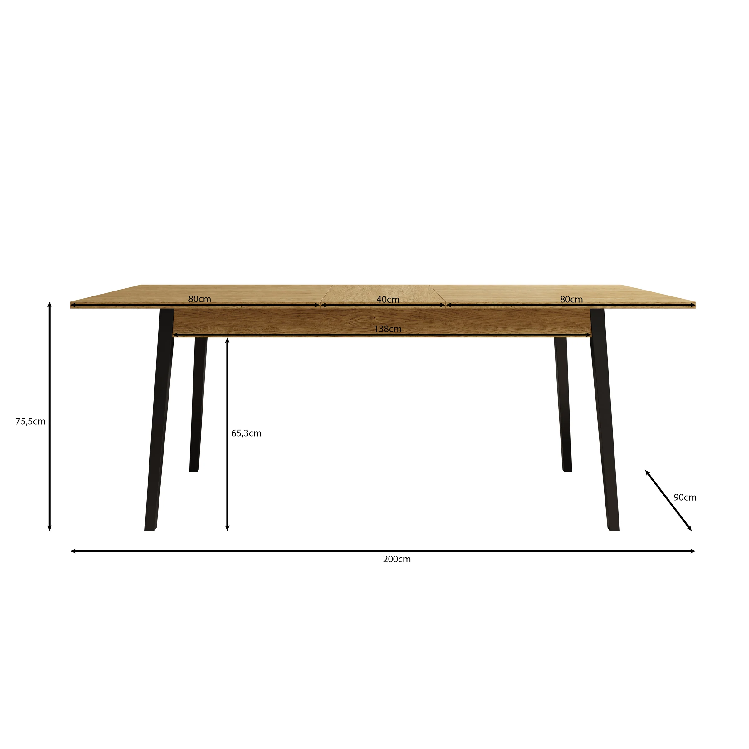 Monor - Eetkamertafel - Eiken - 200x90x76 cm - Image 4