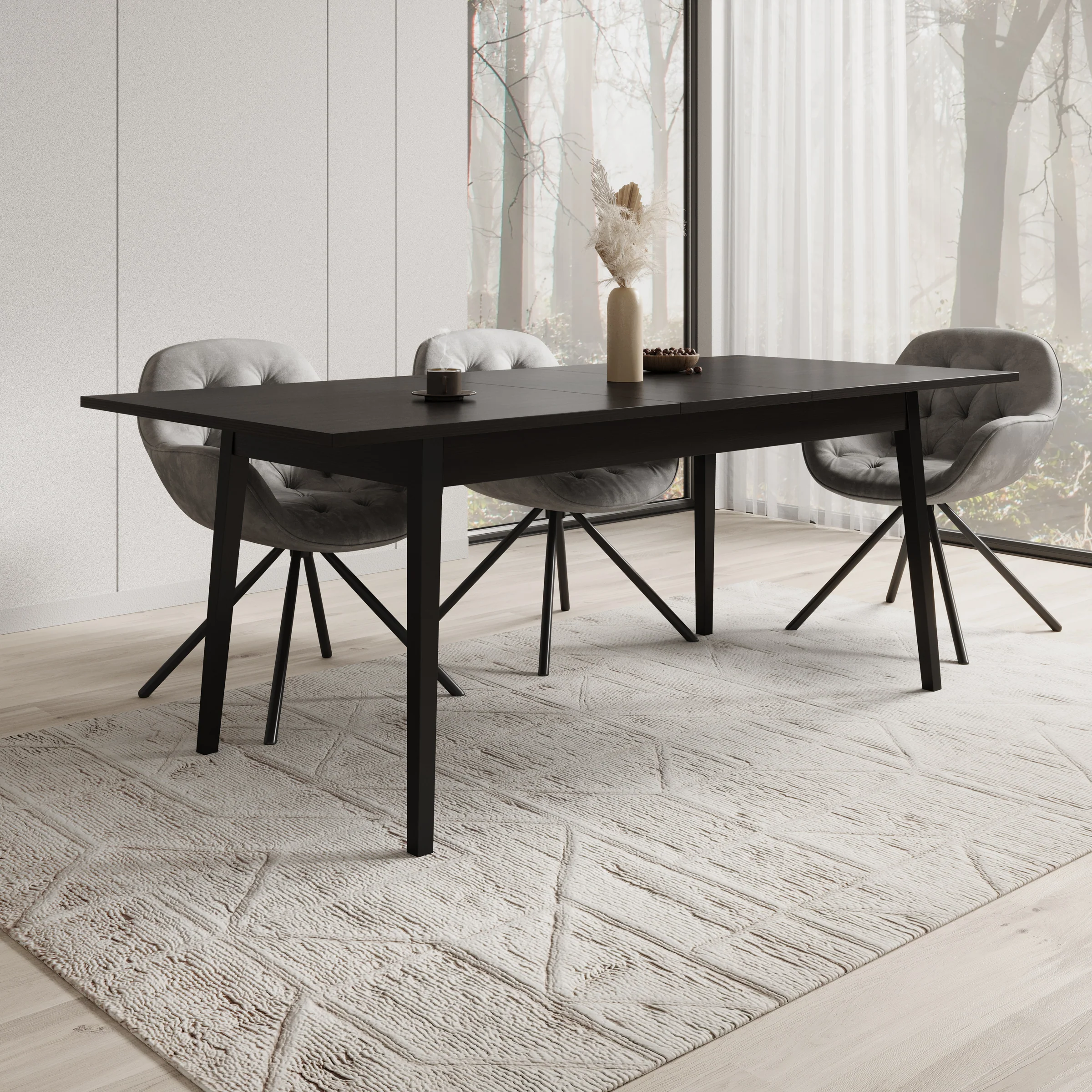 Monor - Eetkamertafel - Zwart - 200x90x76 cm