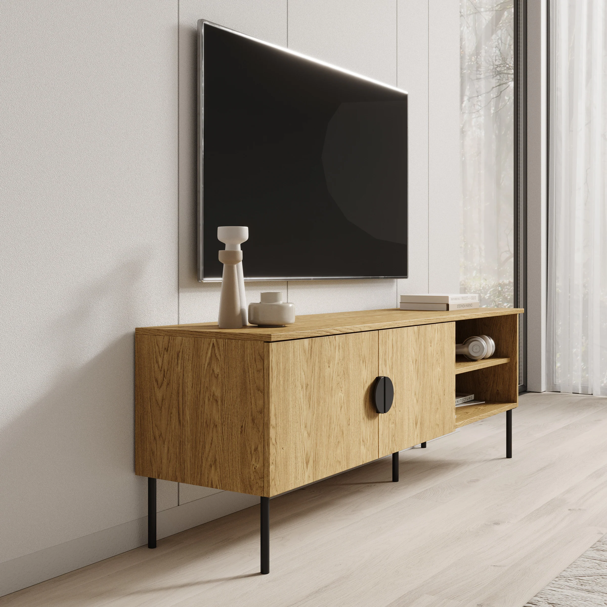 Monor - TV-Meubel - Eiken  - 160x40x54 cm - Image 4