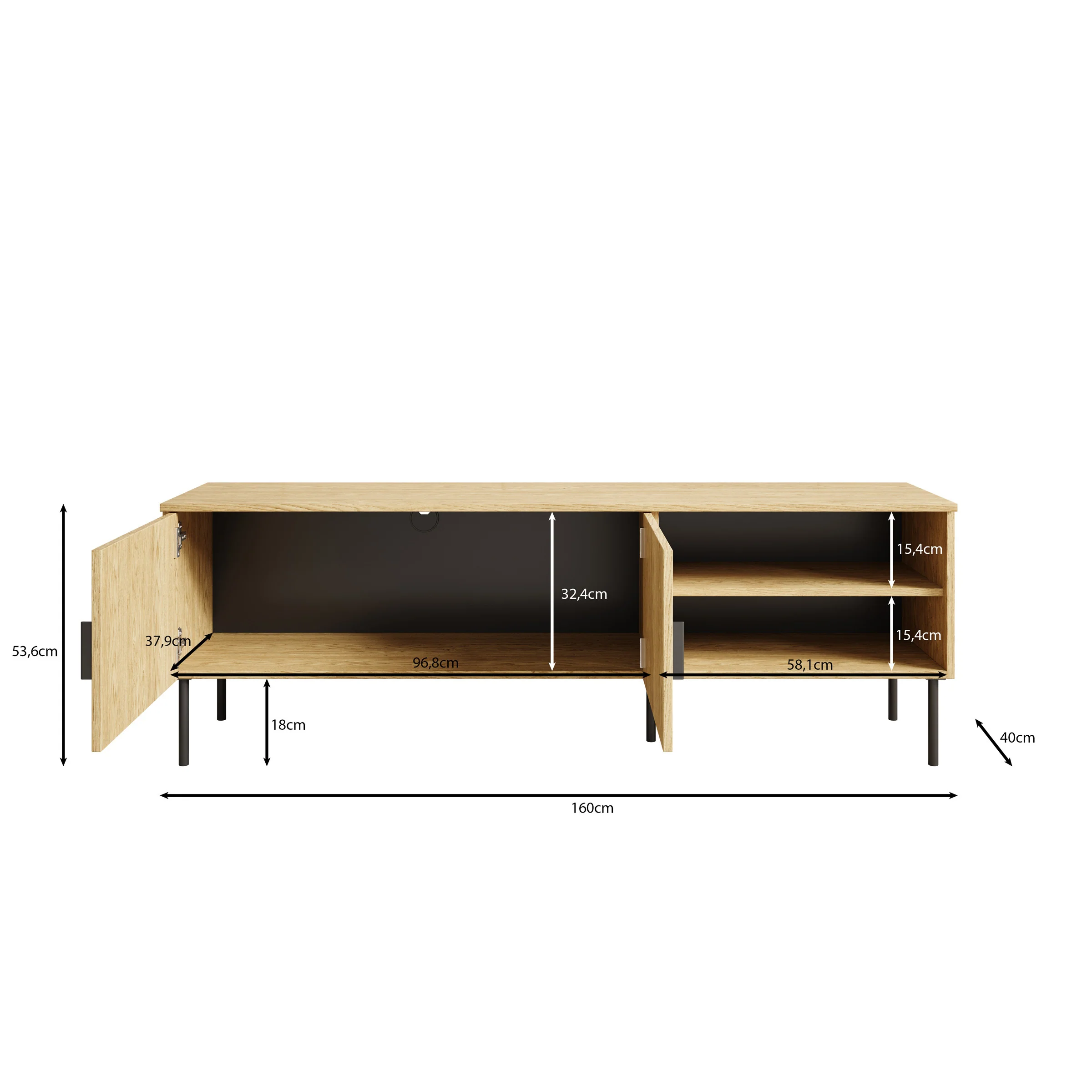 Monor - TV-Meubel - Eiken  - 160x40x54 cm - Image 5