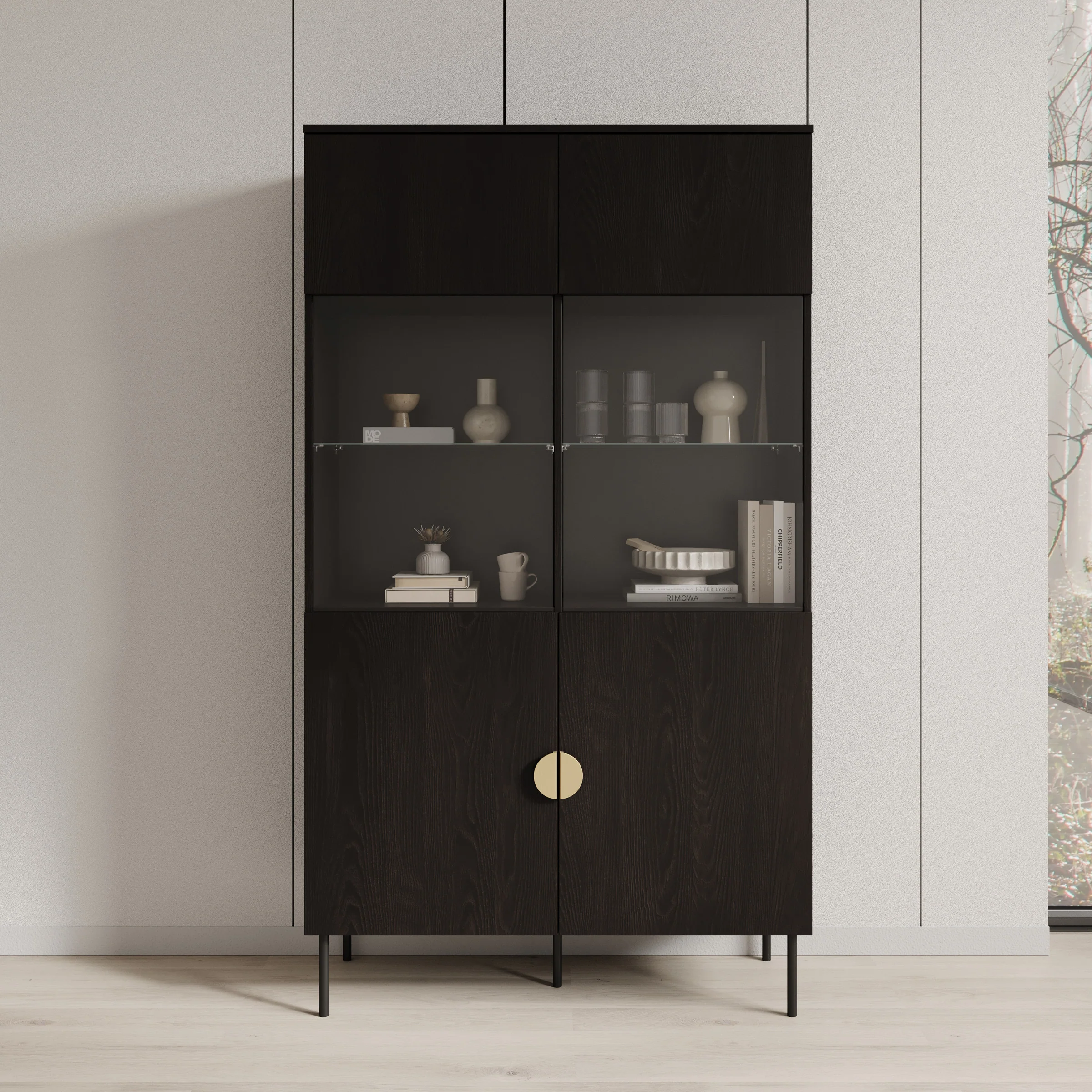 Monor - Vitrinekast - Zwart - 107x40x188 cm - Image 3