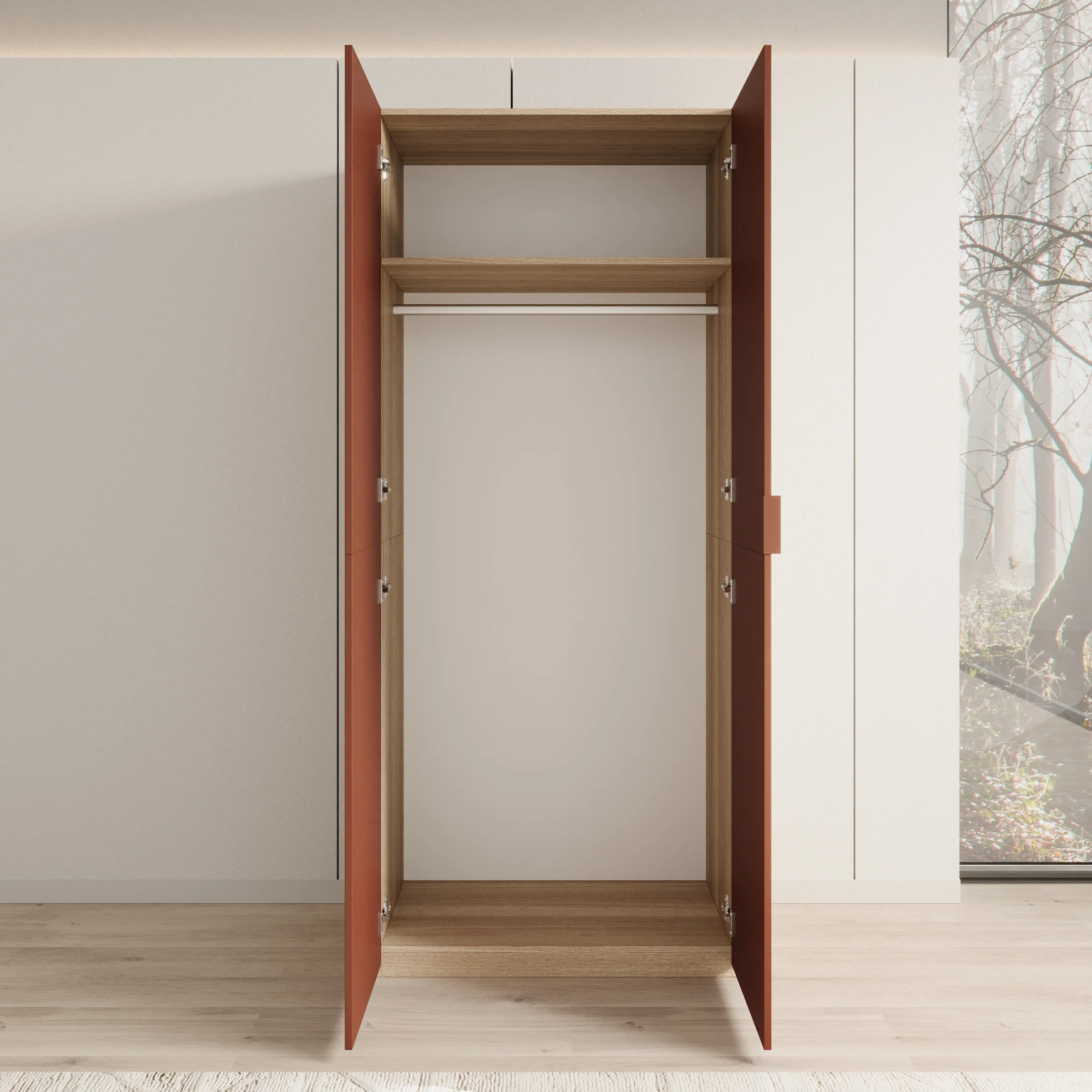 Montclair - Kledingkast 2-deurs - Terracotta/Eikenpatroon - 90x53x215 cm - Image 2