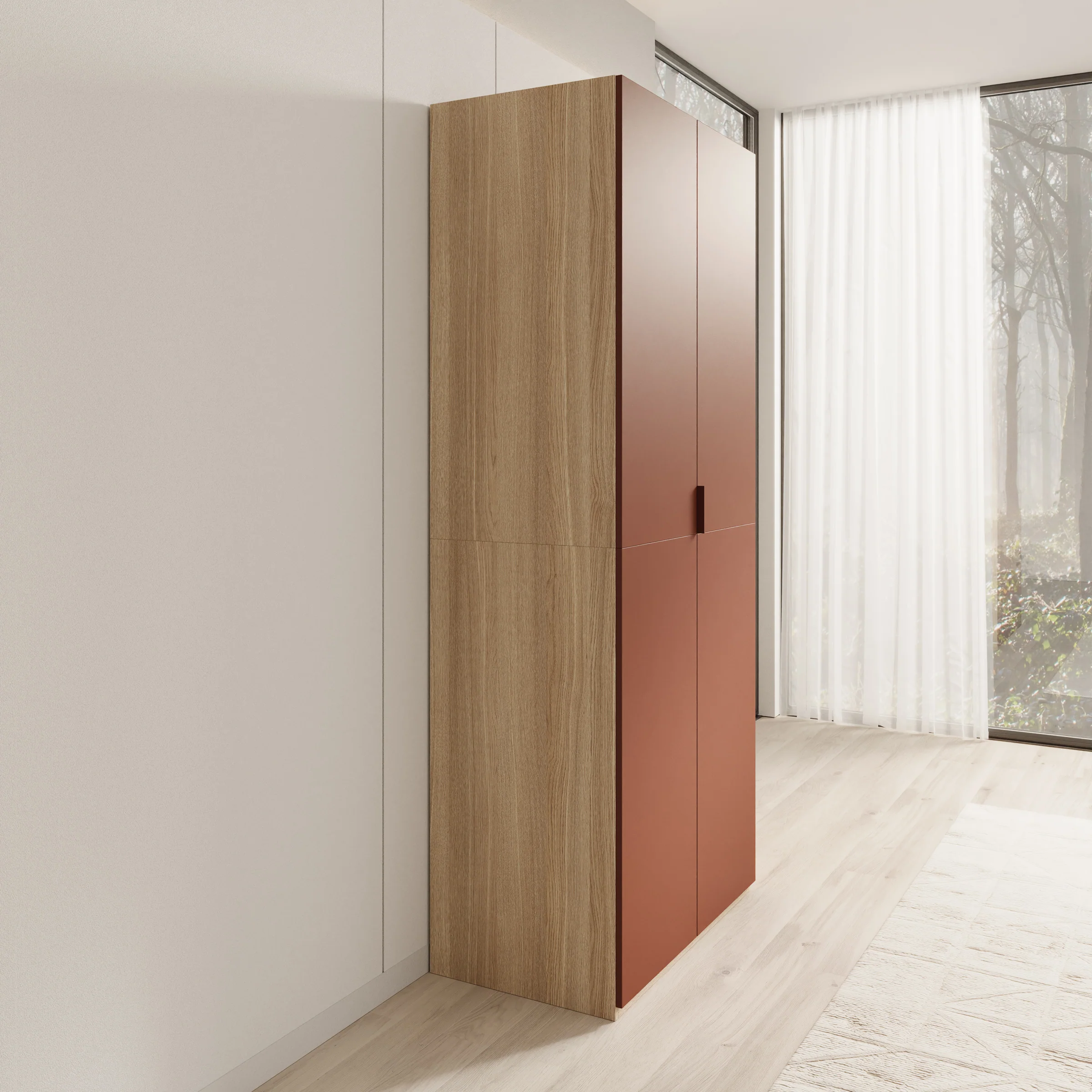 Montclair - Kledingkast 2-deurs - Terracotta/Eikenpatroon - 90x53x215 cm - Image 4