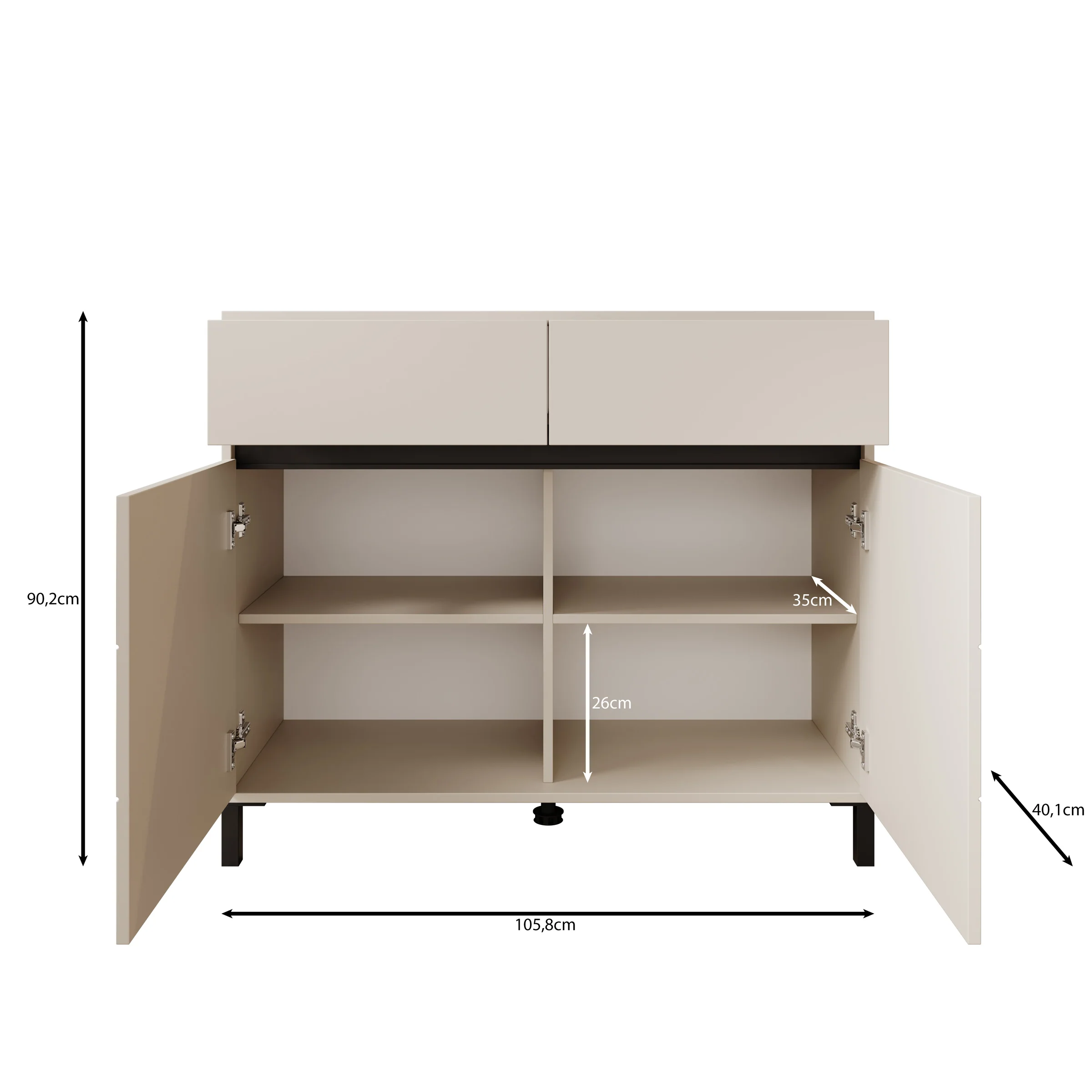 Montellini - Dressoir - Beige - 106x40x90 cm - Image 6