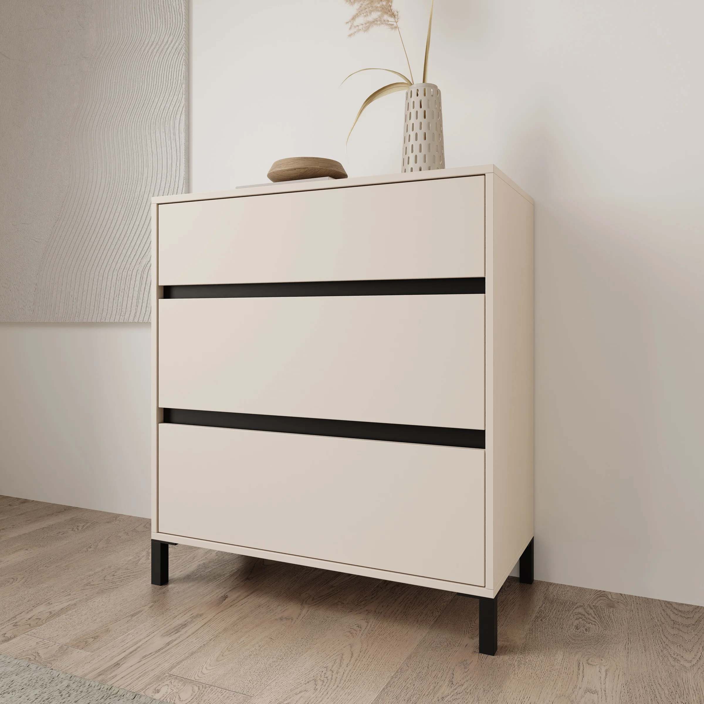 Montellini - Ladekast met 3 lades - Beige - 80x40x90 cm