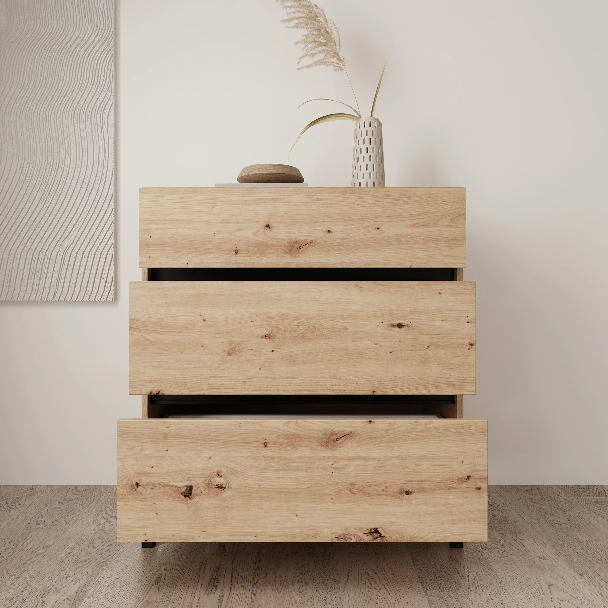 Montellini - Ladekast met 3 lades - Eikenpatroon - 80x40x90 - Image 2