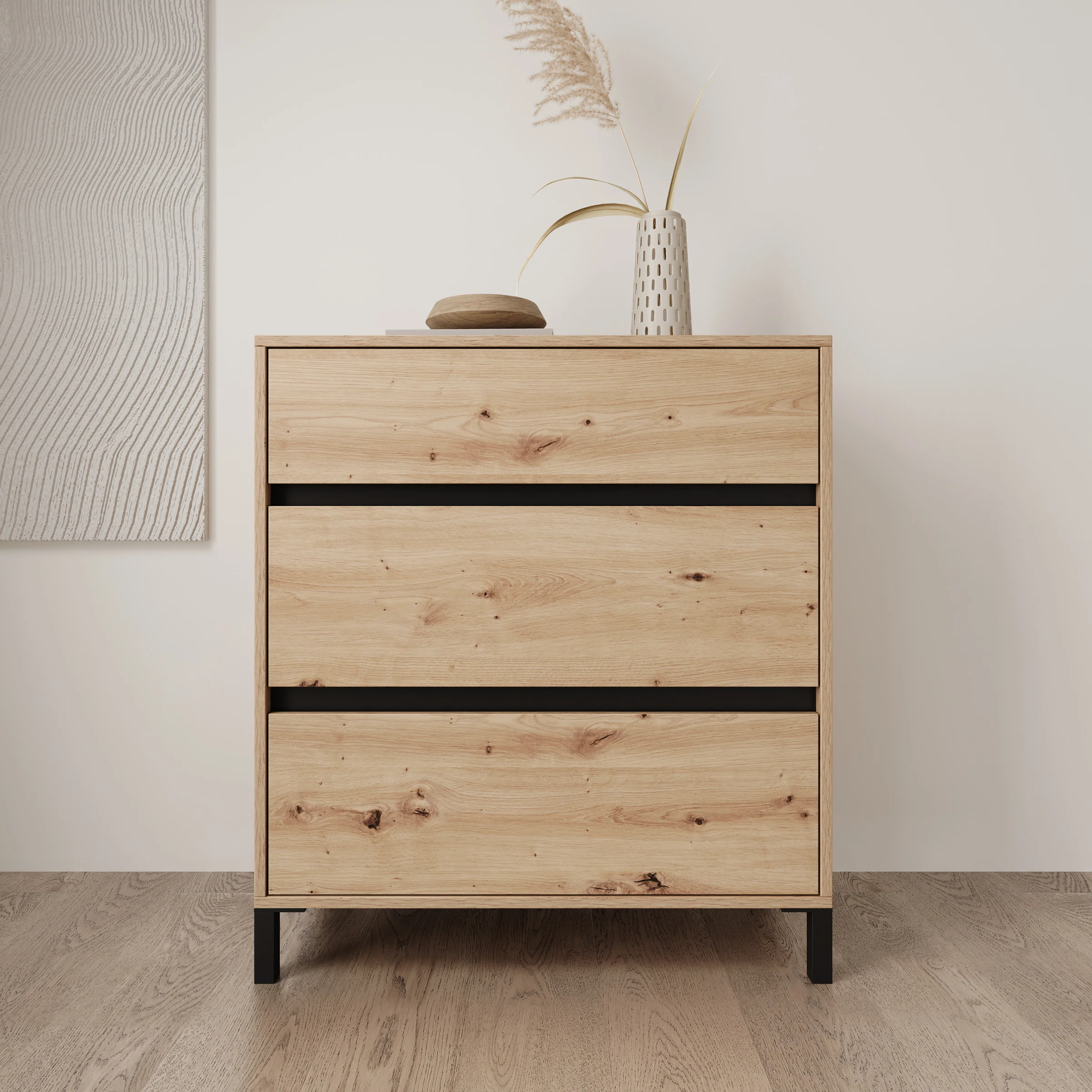 Montellini - Ladekast met 3 lades - Eikenpatroon - 80x40x90 - Image 3