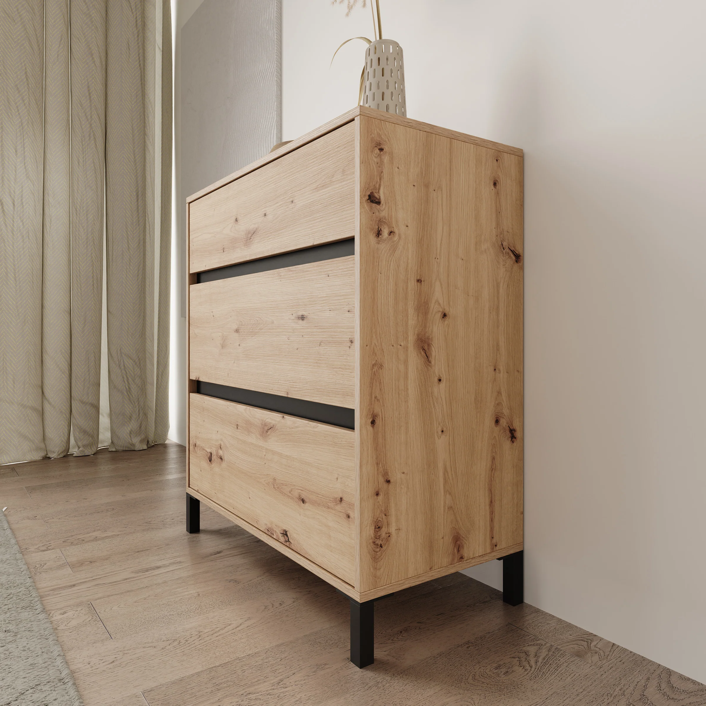 Montellini - Ladekast met 3 lades - Eikenpatroon - 80x40x90 - Image 4
