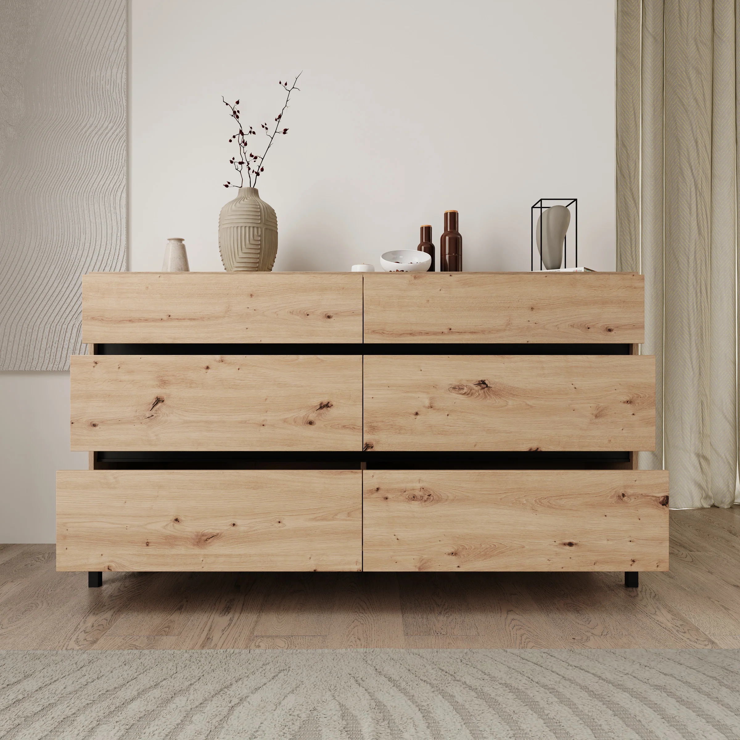 Montellini - Ladekast met 6 lades - Eikenpatroon - 157x40x90 - Image 2