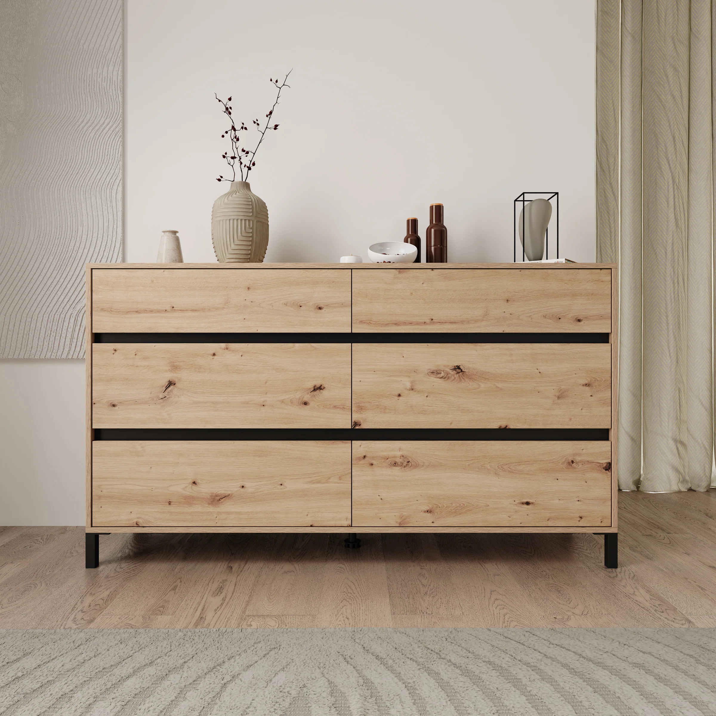 Montellini - Ladekast met 6 lades - Eikenpatroon - 157x40x90 - Image 3