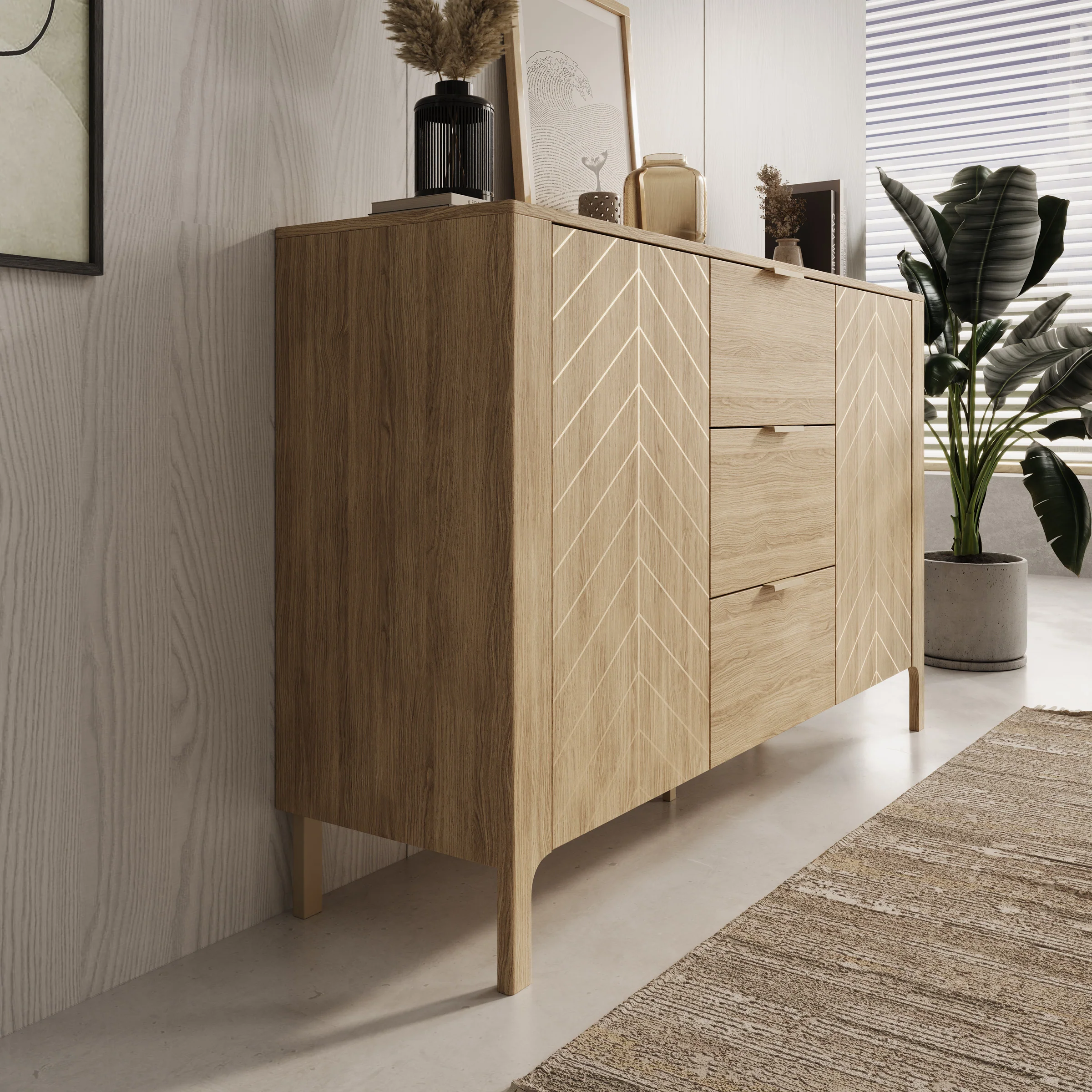 Montera - Dressoir - Eikenpatroon - 154x41x96 cm - Image 4