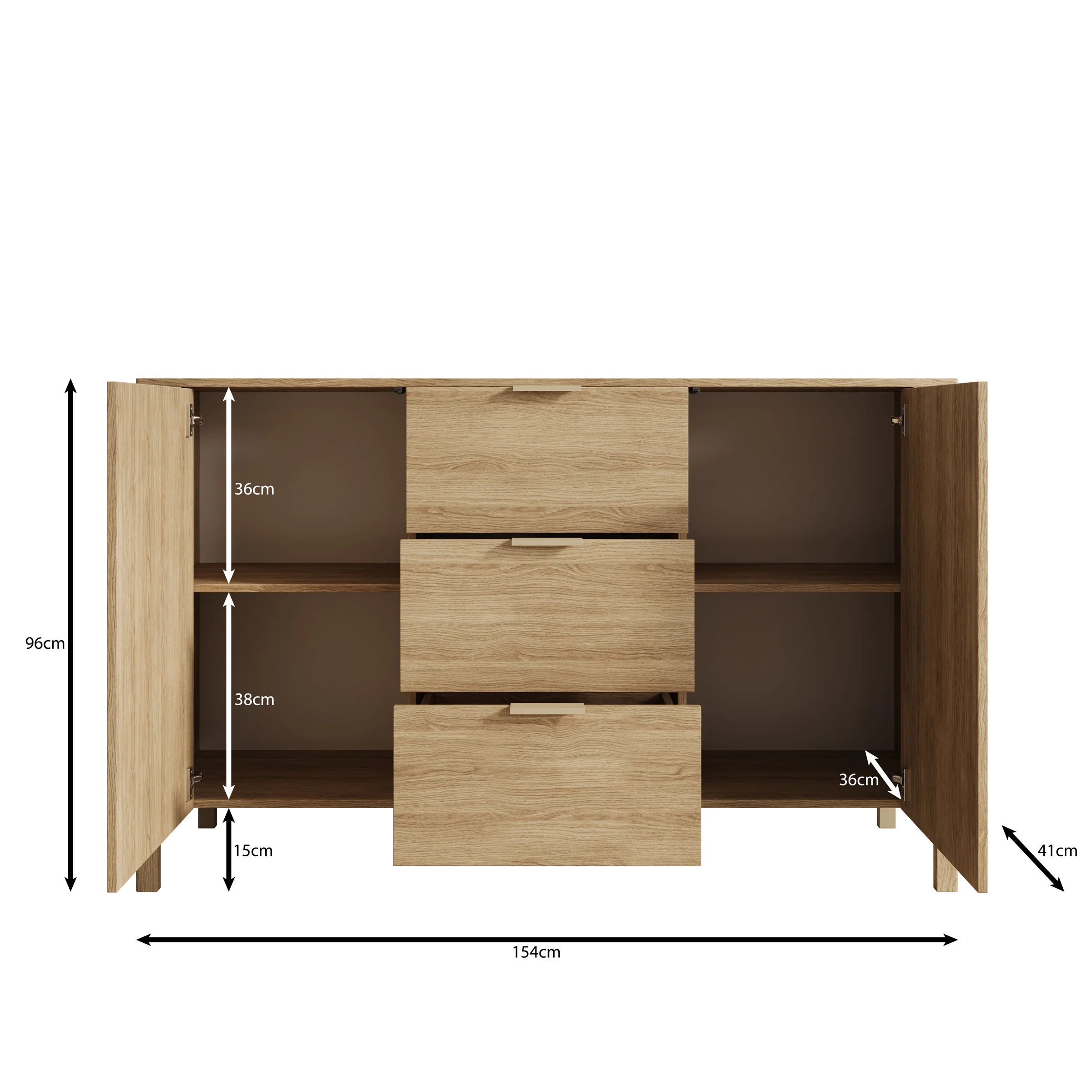 Montera - Dressoir - Eikenpatroon - 154x41x96 cm - Image 9