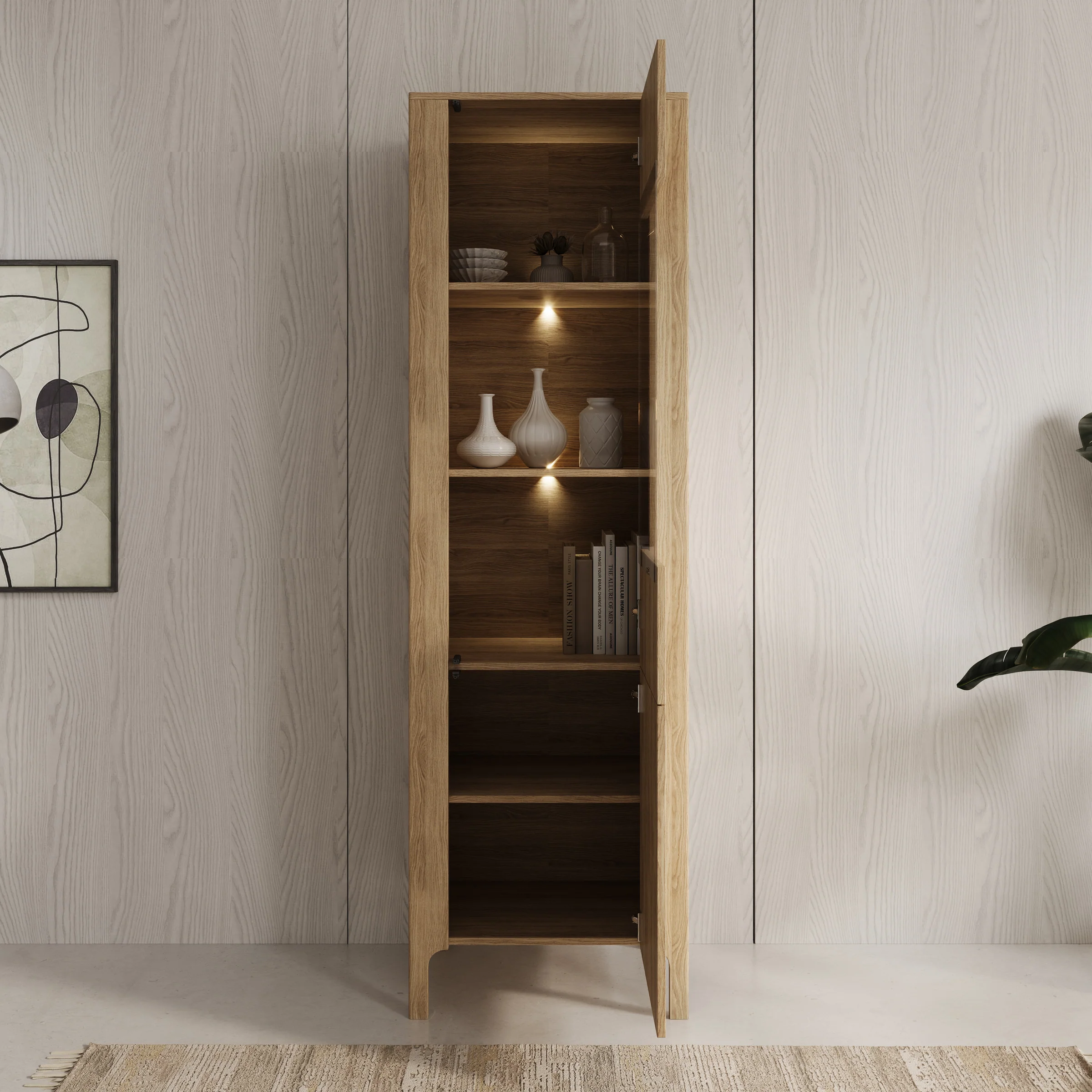 Montera - Vitrinekast met LED - Eikenpatroon - 60x41x198 cm - Image 2