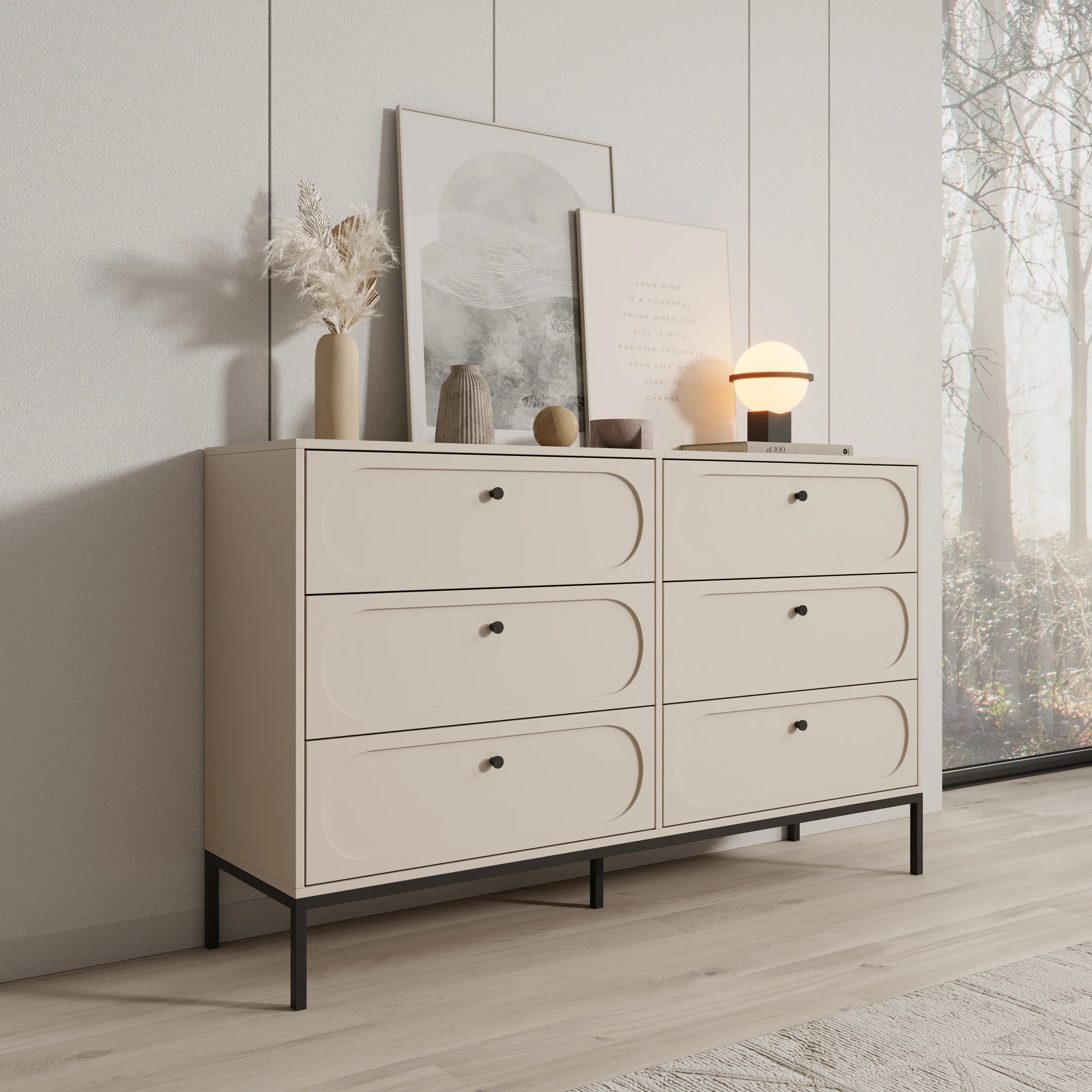 Montserrat - Ladekast 6 lades - Beige - 150x40x92 cm