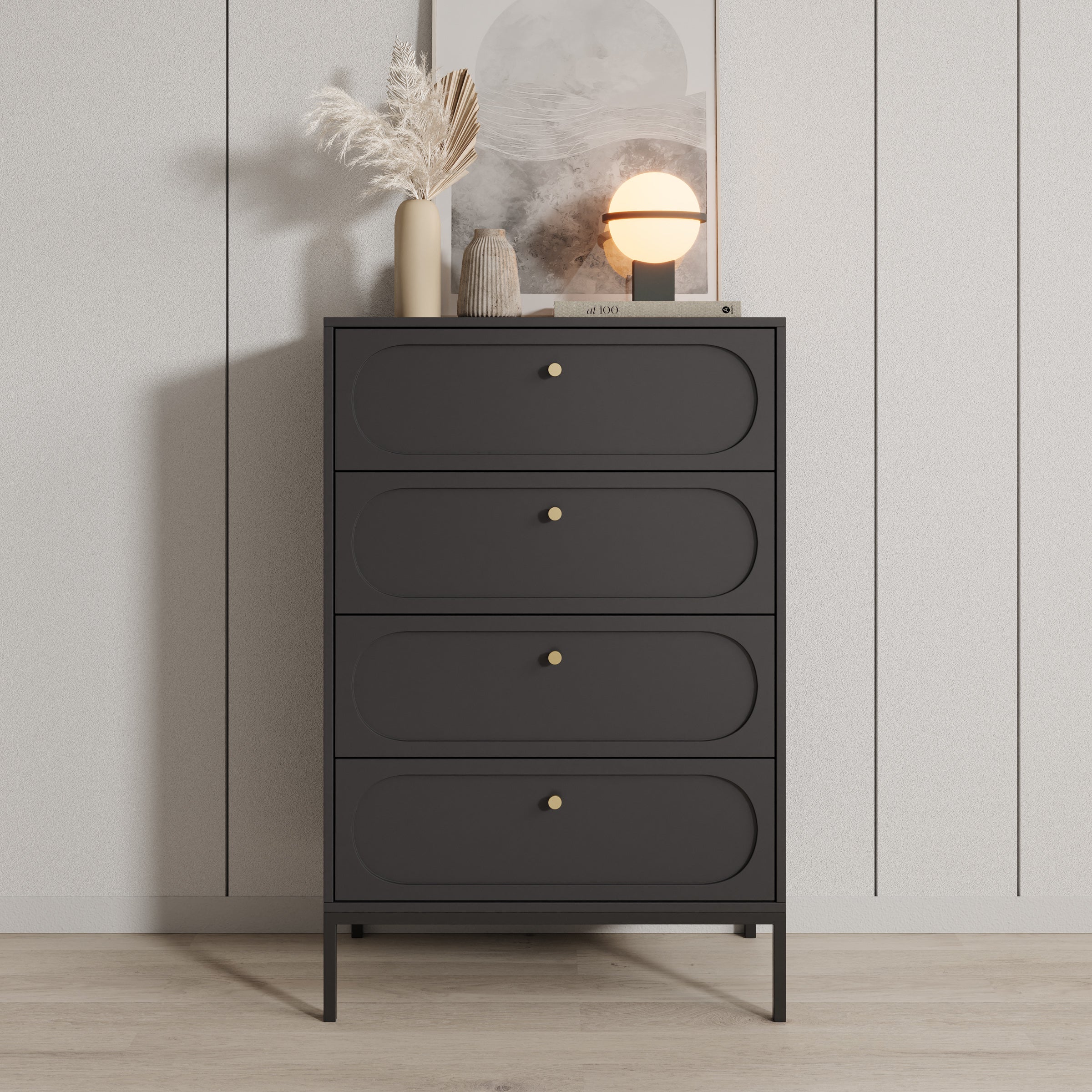 Montserrat - Ladekast met 4 lades - Zwart - 80x40x115 cm - Image 3