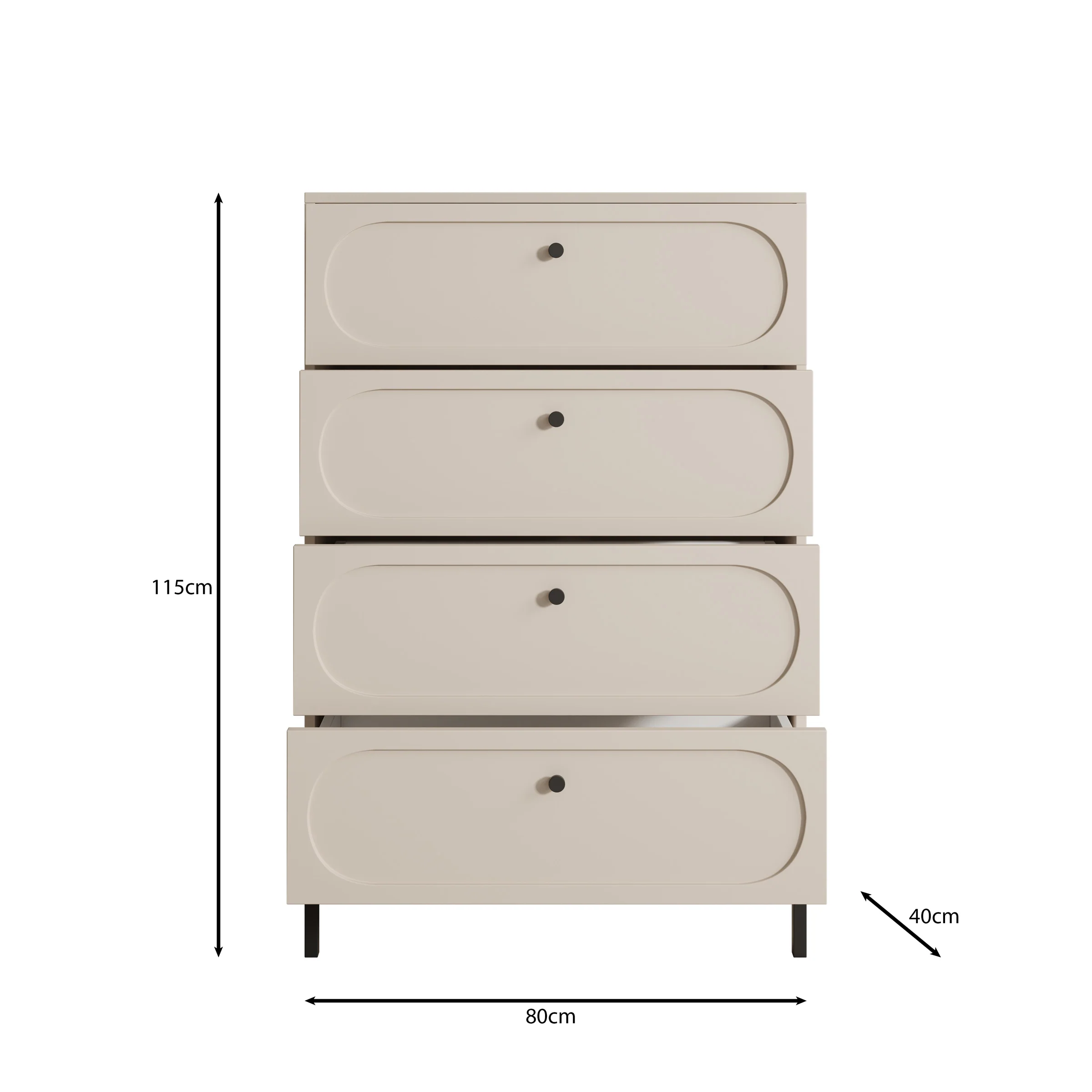 Montserrat - Ladekast met 4 lades - Zwart - 80x40x115 cm - Image 6
