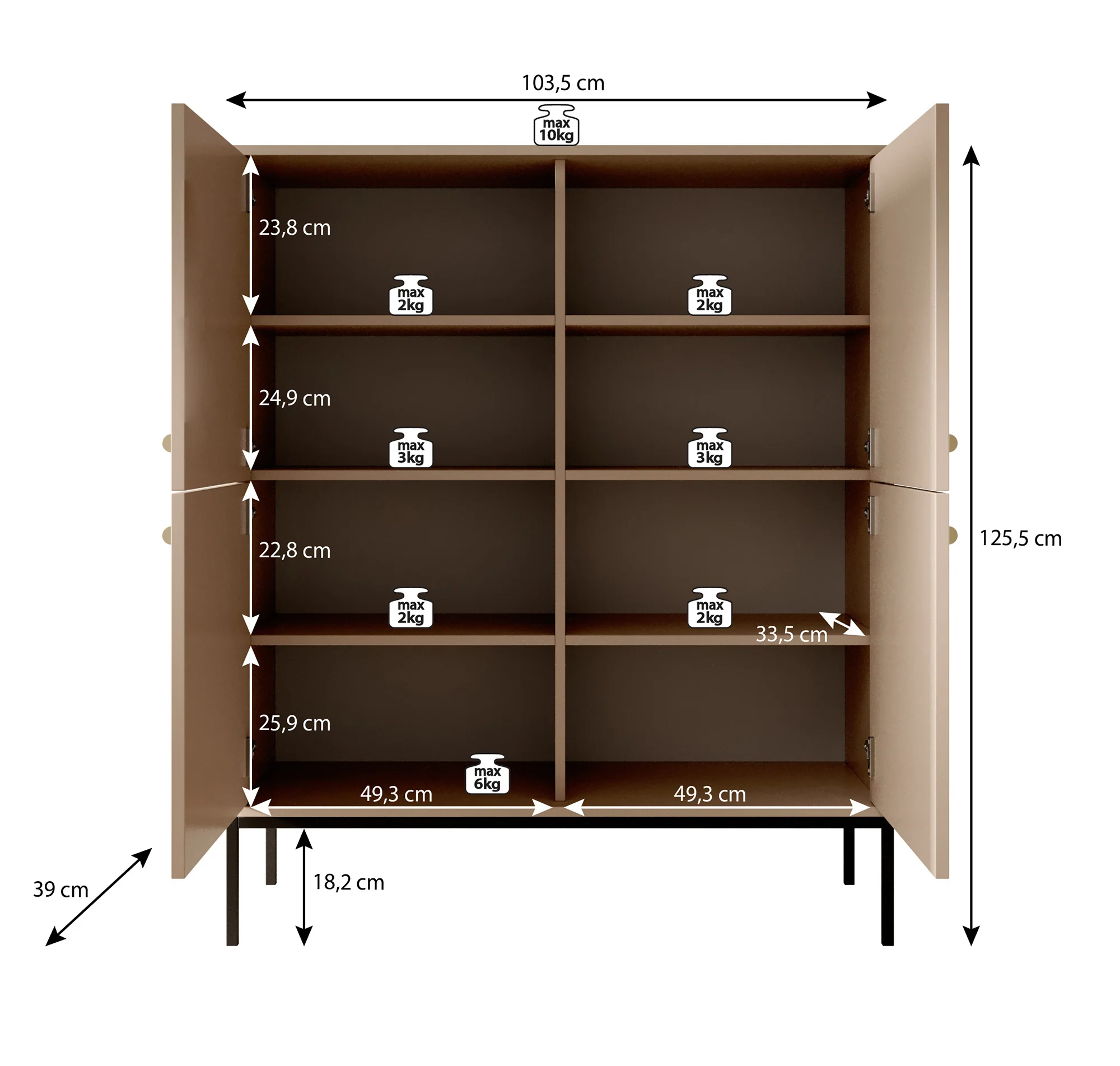 Moreno 2 - Dressoir - Beige - 104x39x125 cm - Image 5