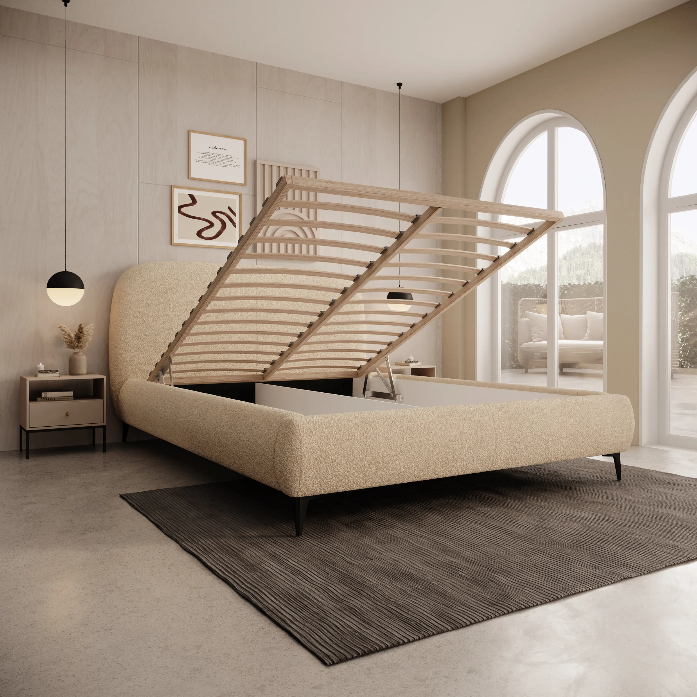 Muralla - Tweepersoonsbed - Beige teddystof - 140x200 cm - Image 2