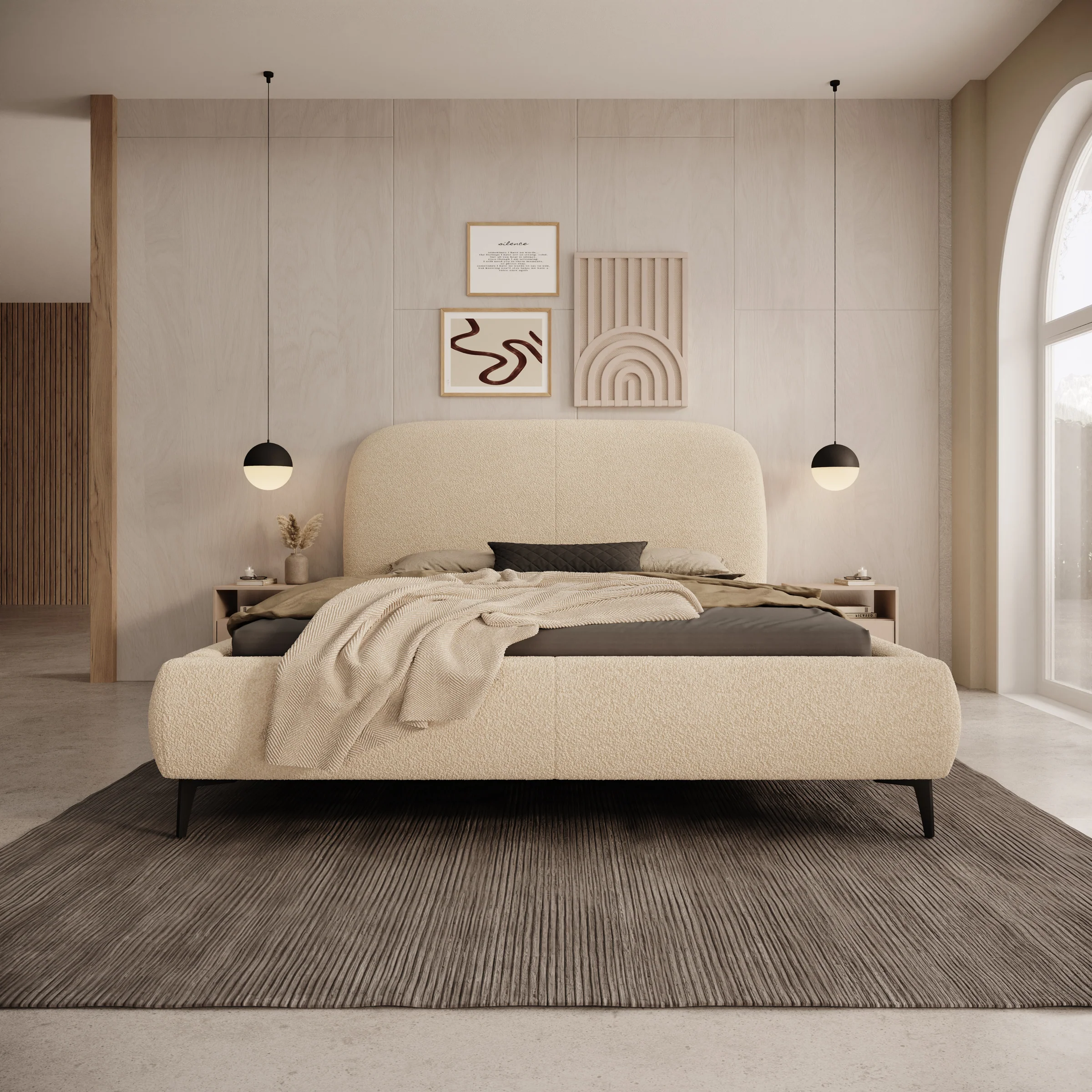Muralla - Tweepersoonsbed - Beige teddystof - 140x200 cm - Image 3