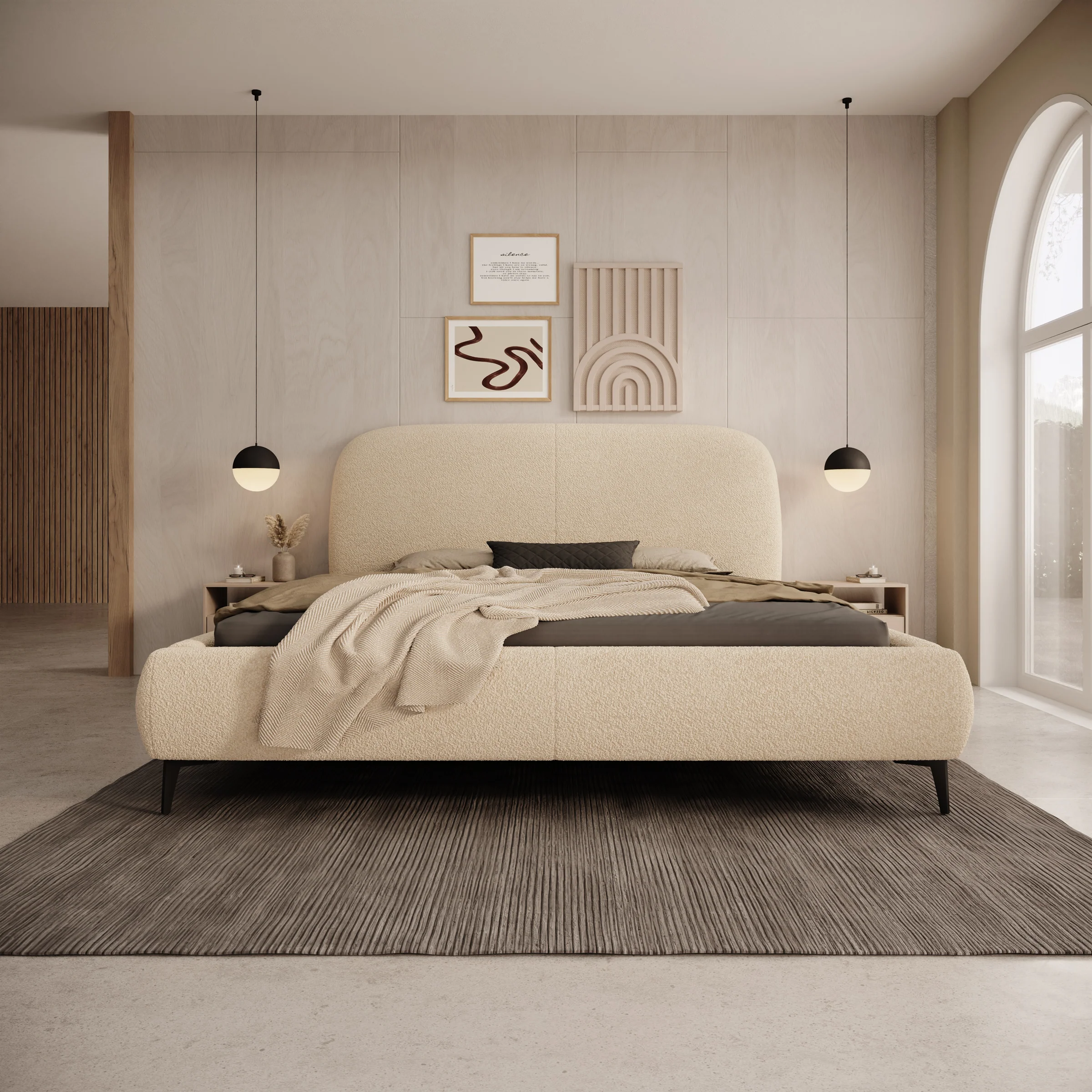 Muralla - Tweepersoonsbed - Beige teddystof - 160x200 cm - Image 3