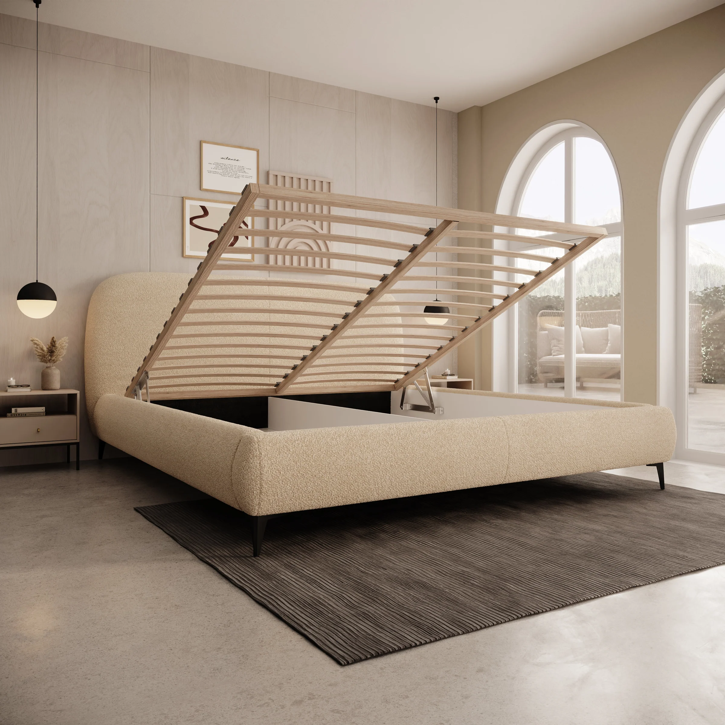 Muralla - Tweepersoonsbed - Beige teddystof - 180x200 cm - Image 2