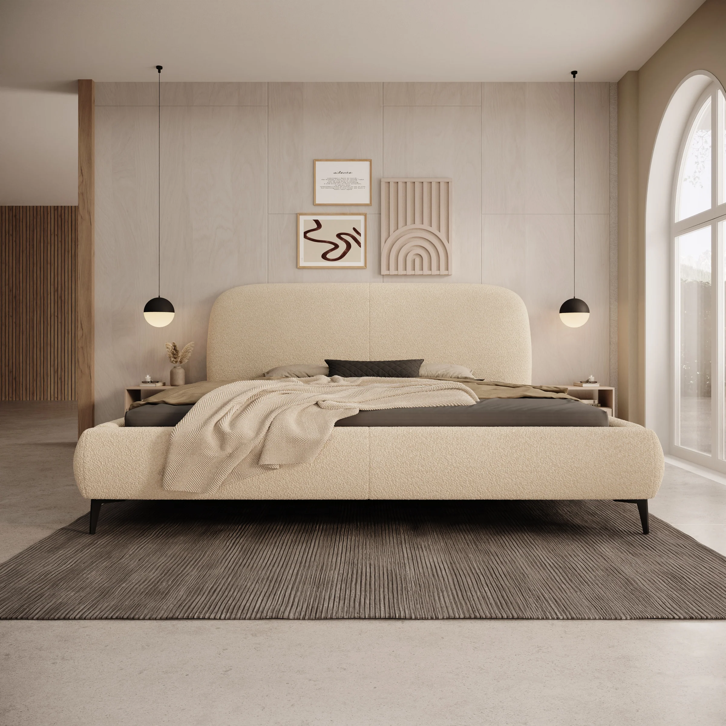 Muralla - Tweepersoonsbed - Beige teddystof - 180x200 cm - Image 3