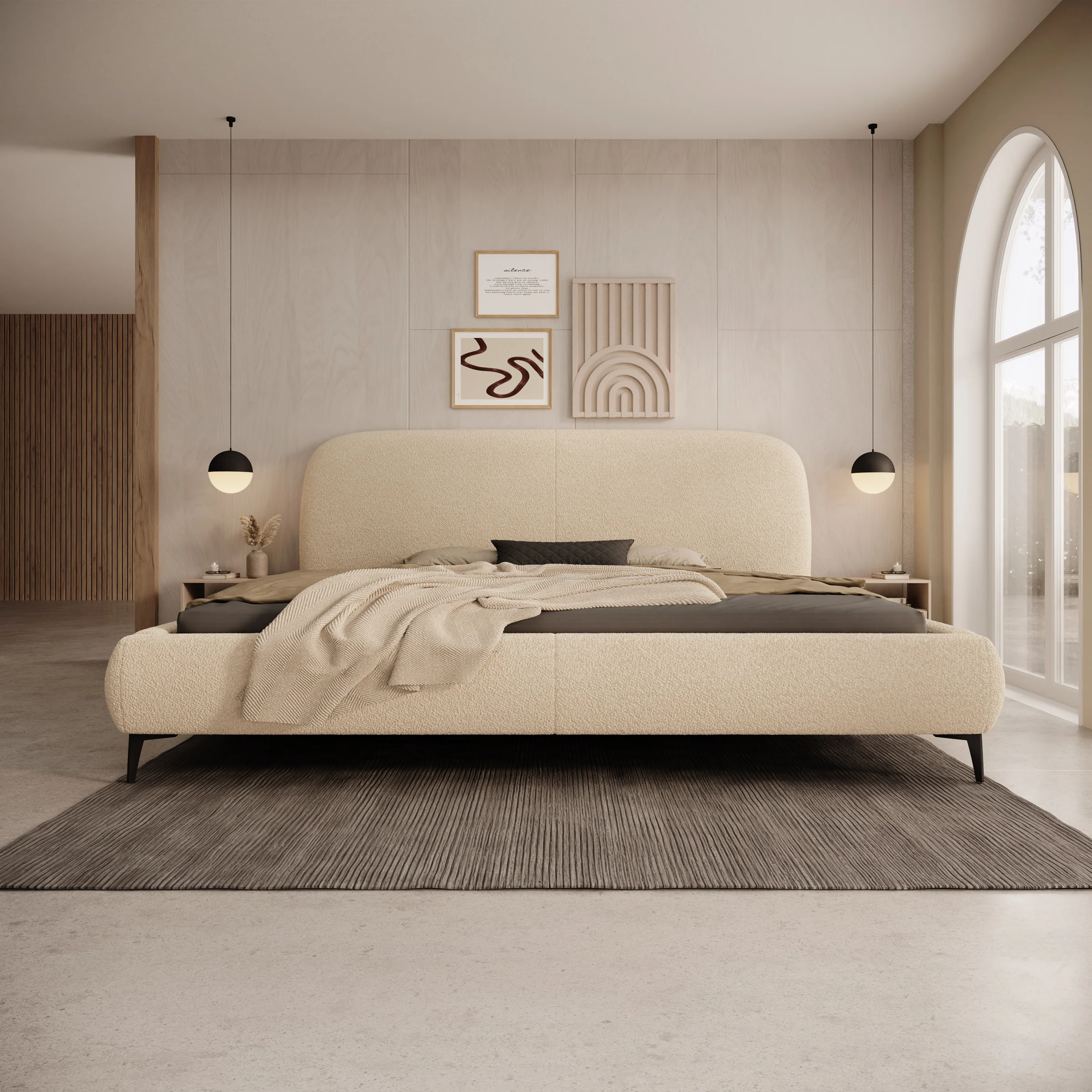 Muralla - Tweepersoonsbed - Beige teddystof - 200x200 cm - Image 3